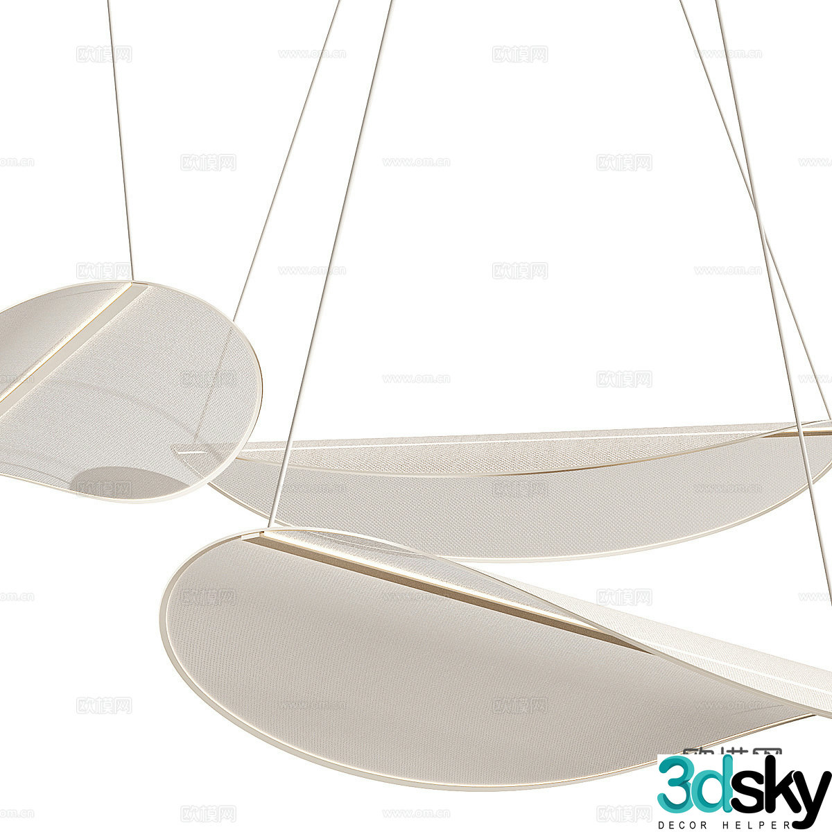 New Chinese style art chandelier 3d model