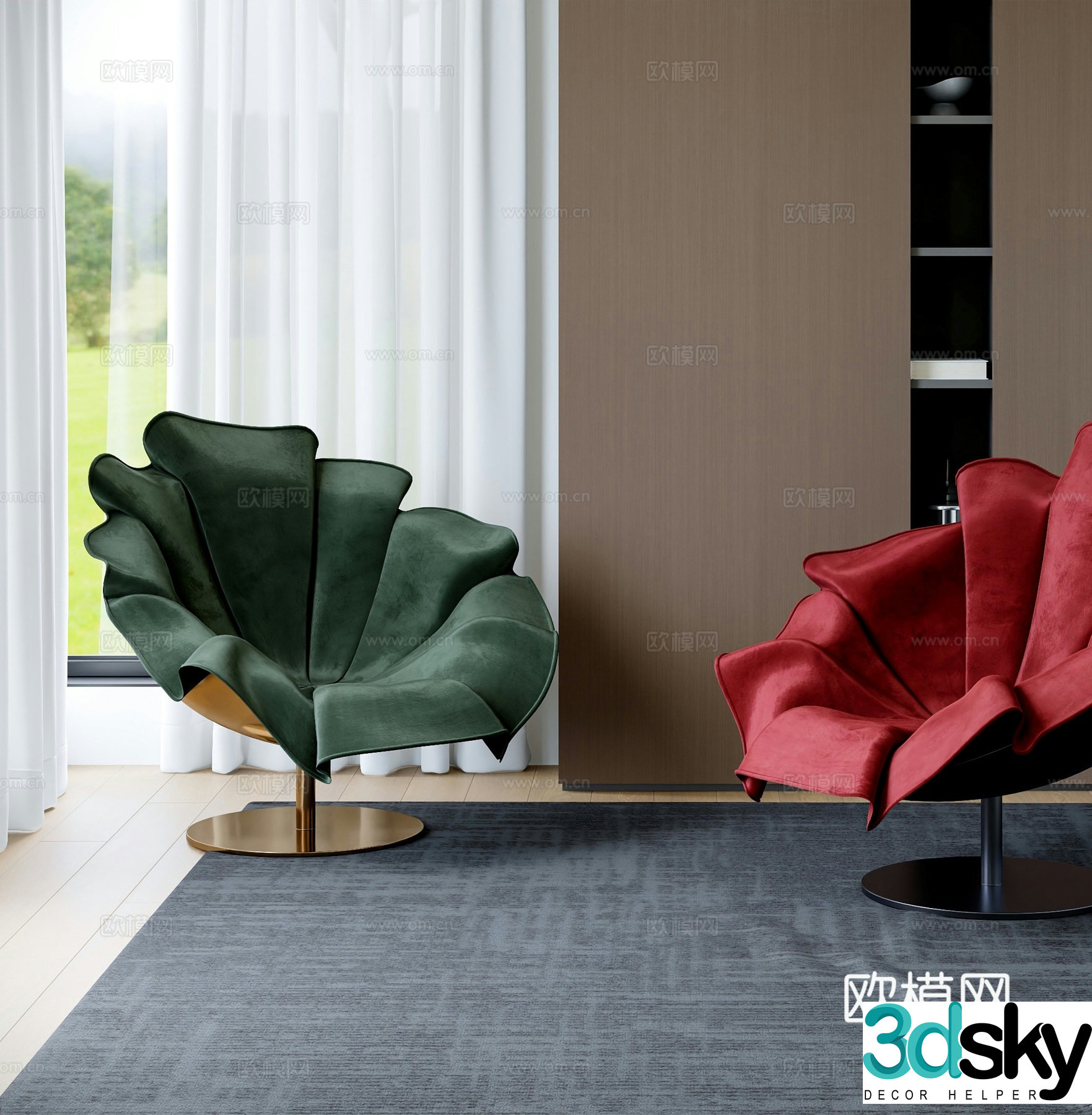 Modern petal chair leisure chair 3d model