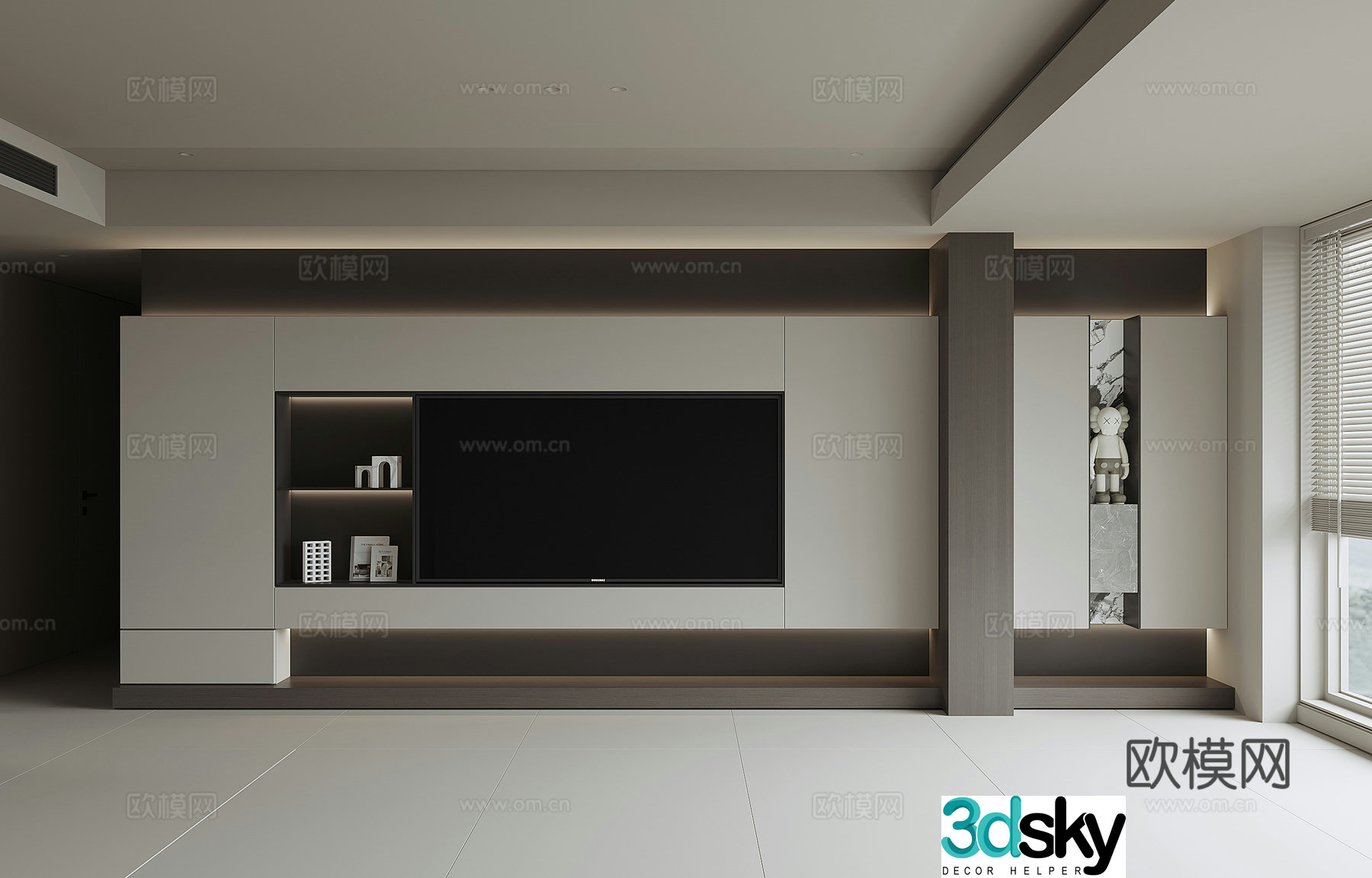 Modern background wall TV background 3d model