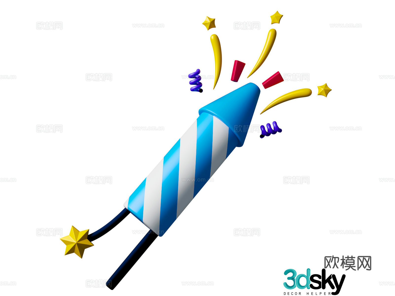 Fireworks display New Year decoration Spring Festival elements 3D model