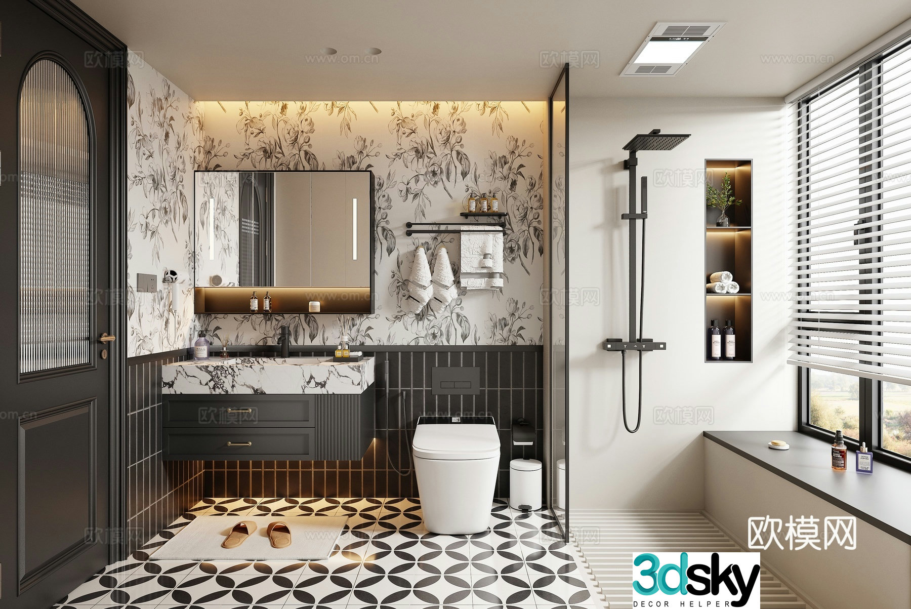 French retro bathroom bathroom 3d model