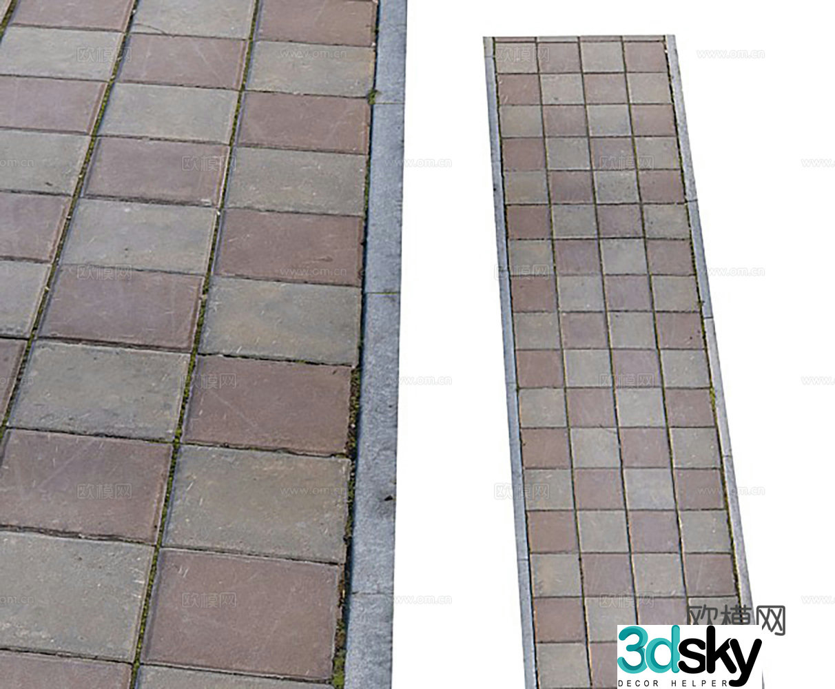 Stone sidewalk outdoor paving 3d model