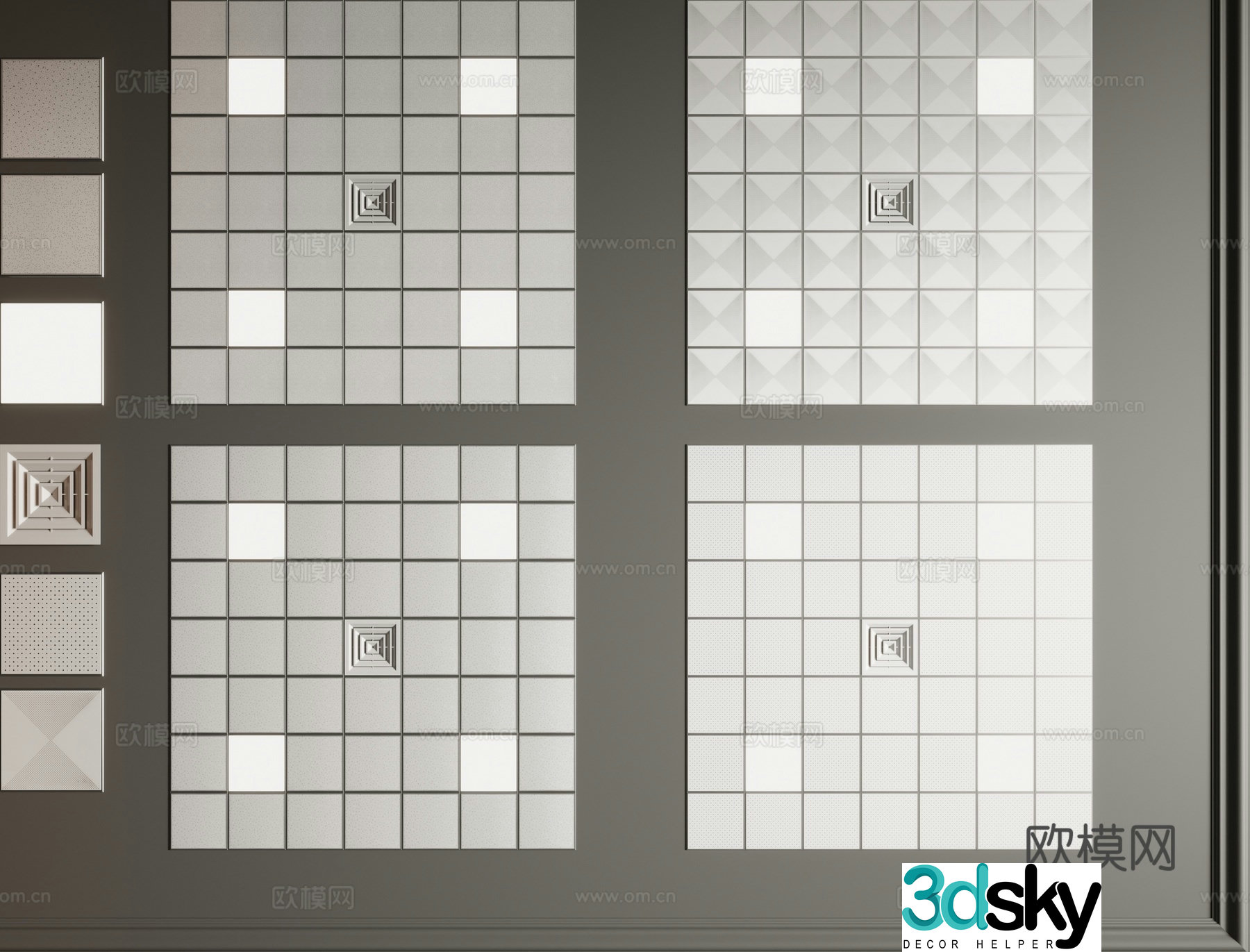 Modern aluminum gusset ceiling 3D model