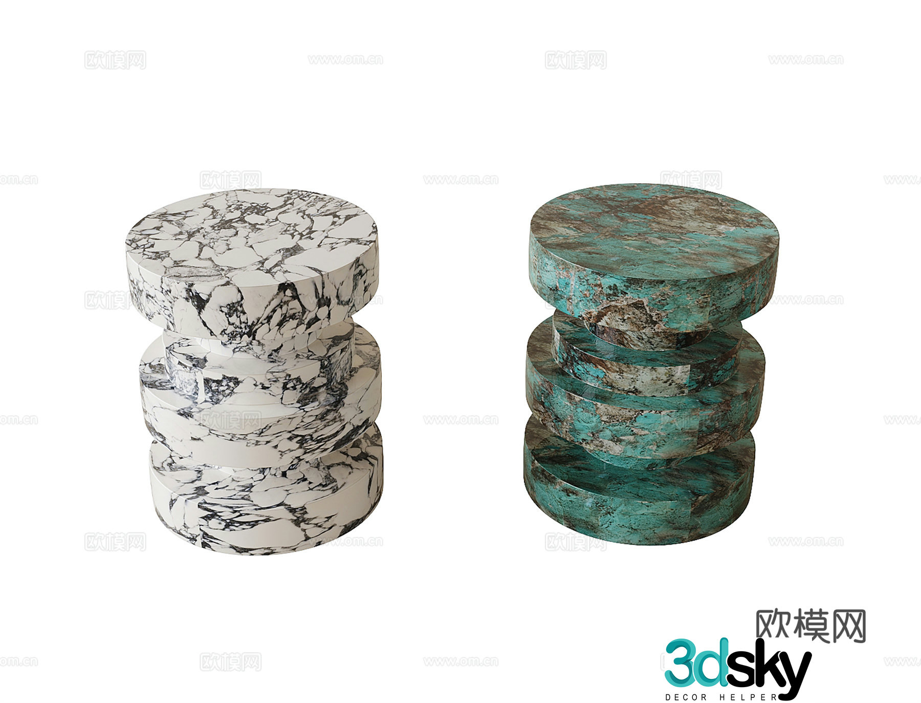 Modern round table side table angle table 3D model