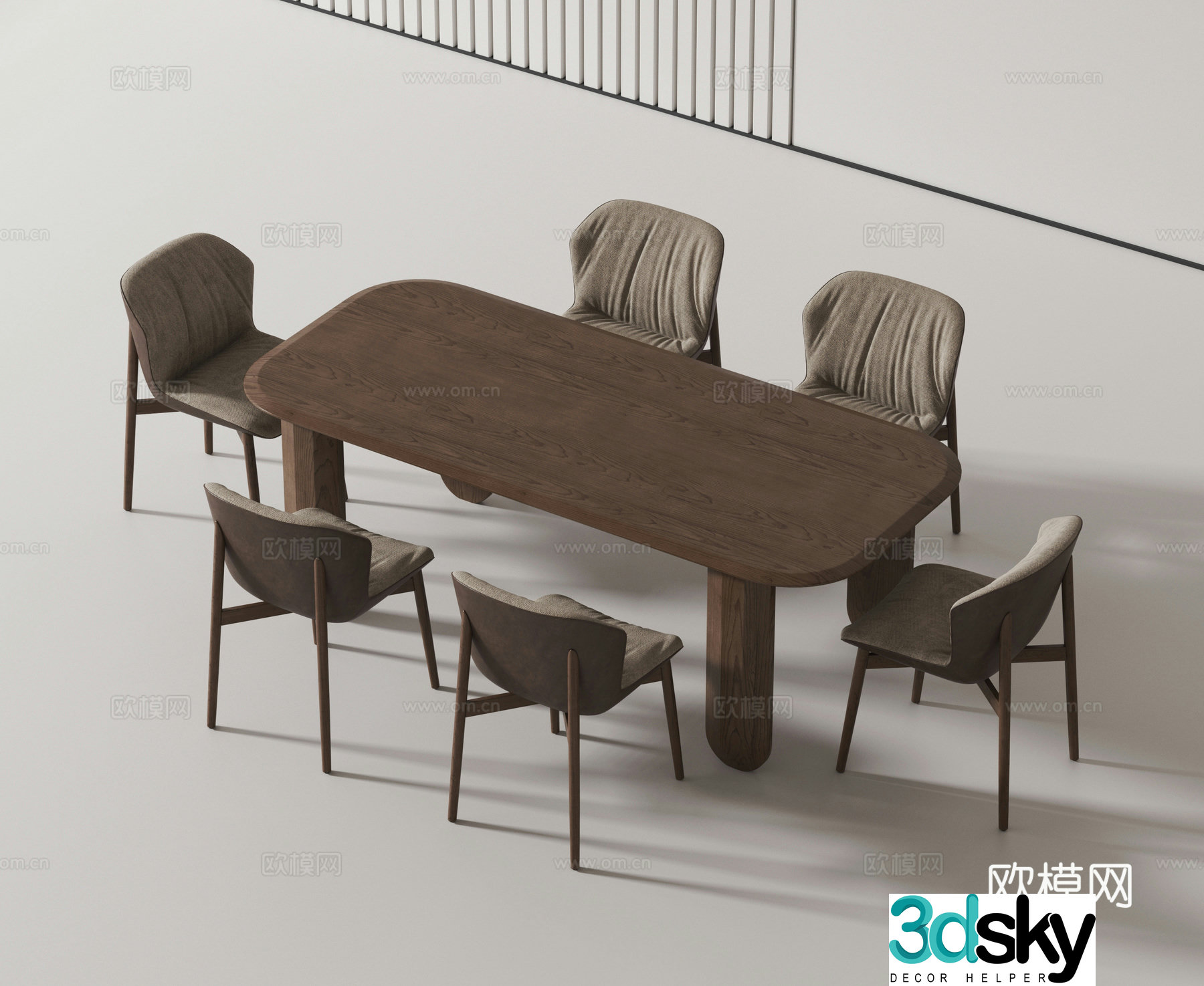 Modern dining table and chairs bar dining table 3d model