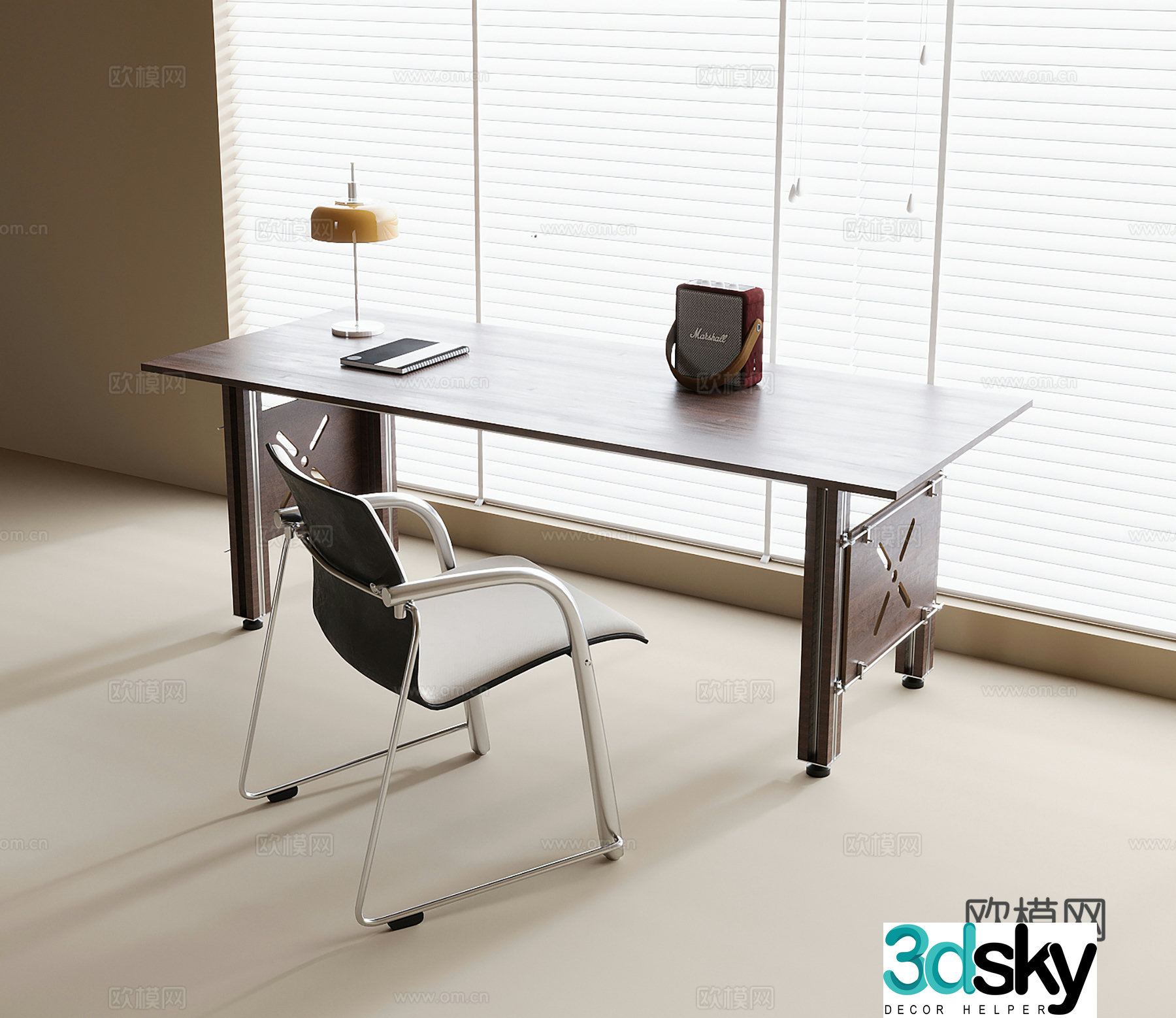 Medieval style desk and chair 3d model