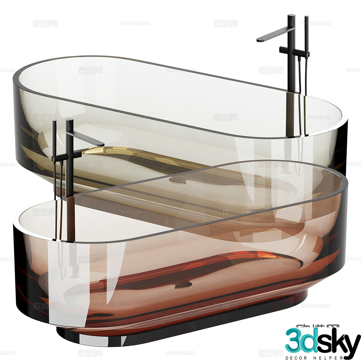 Modern glass bathtub 3d model
