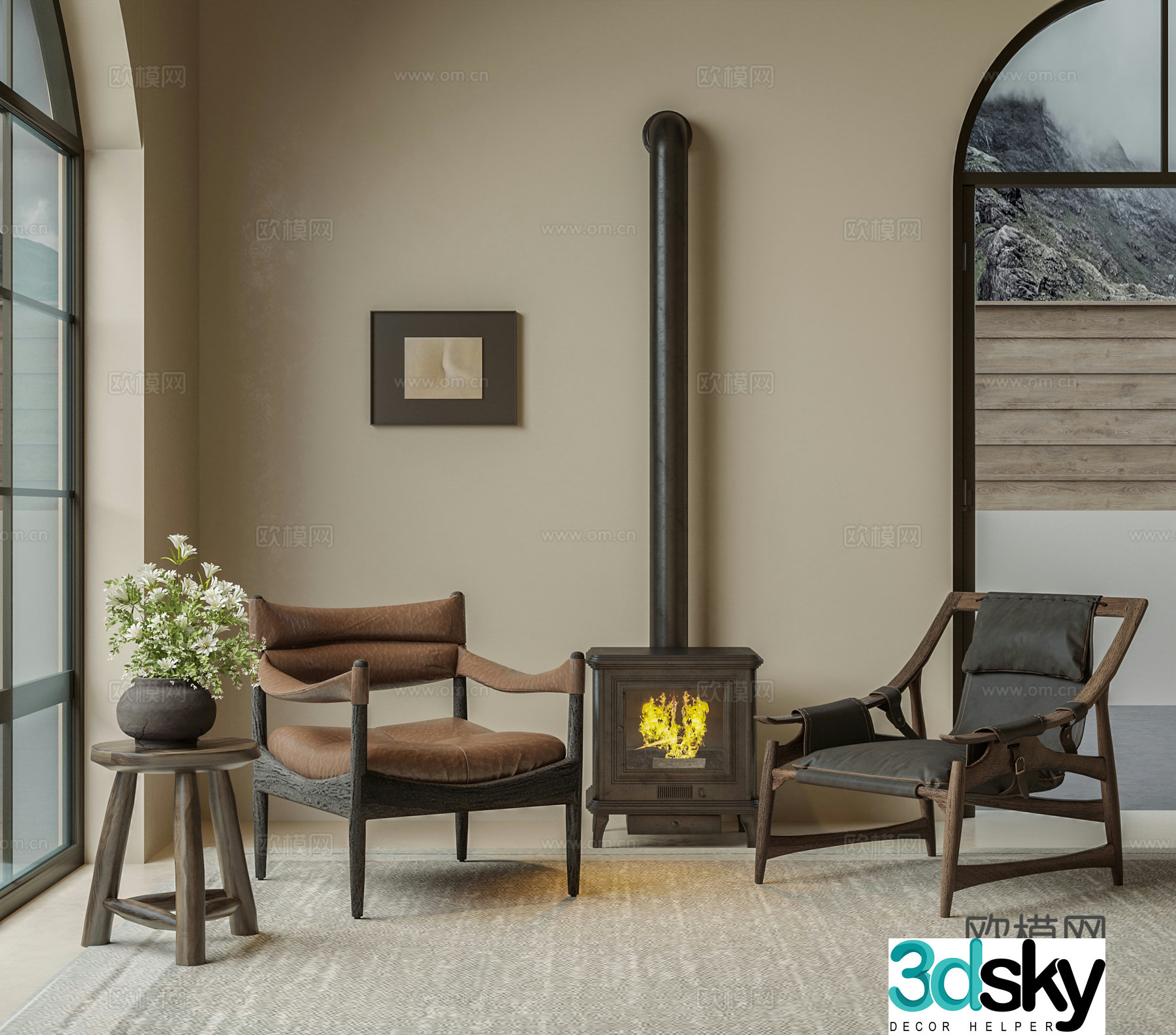 Wabi-sabi chair leisure chair 3d model