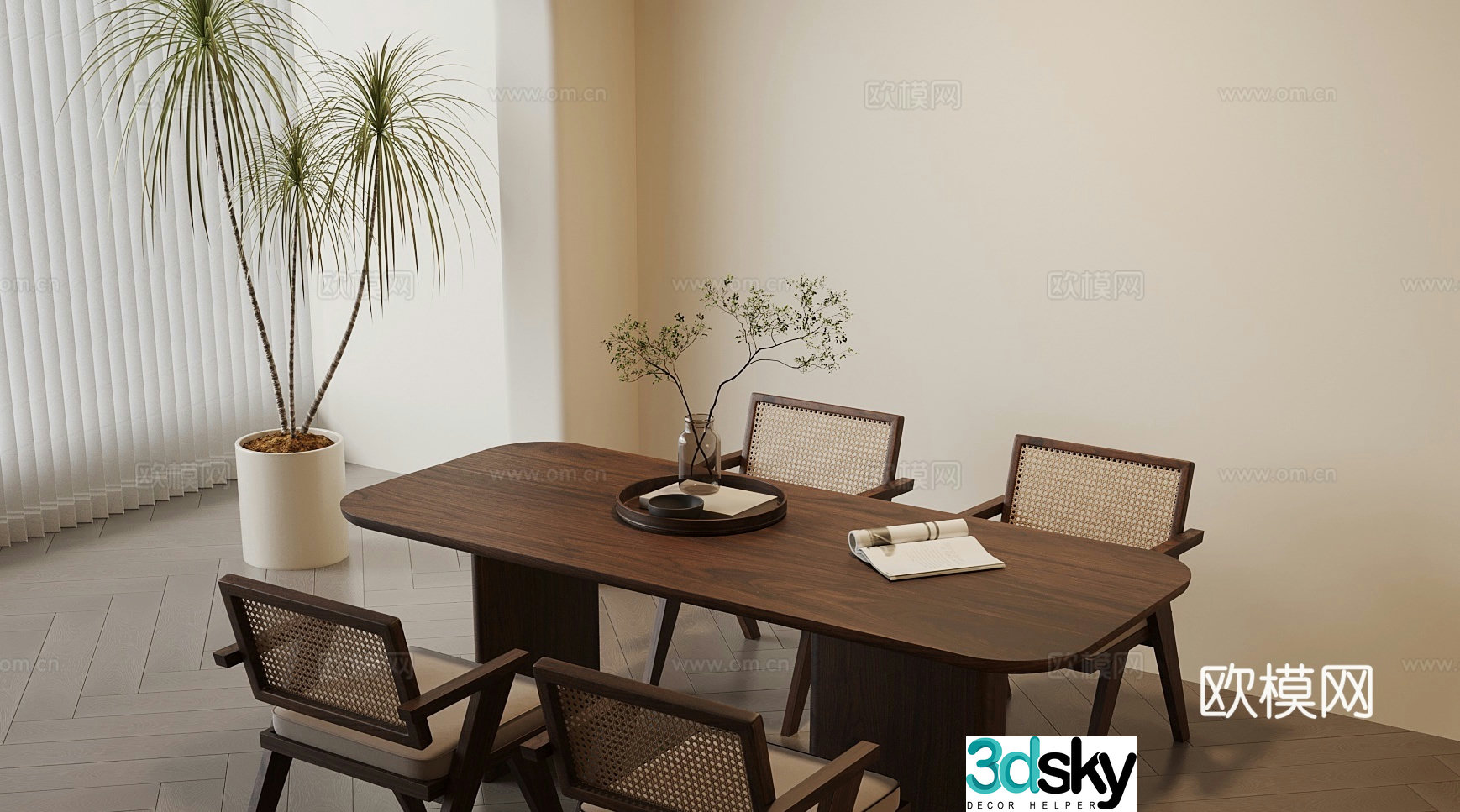 Medieval style dining table and chairs bar dining table 3D model