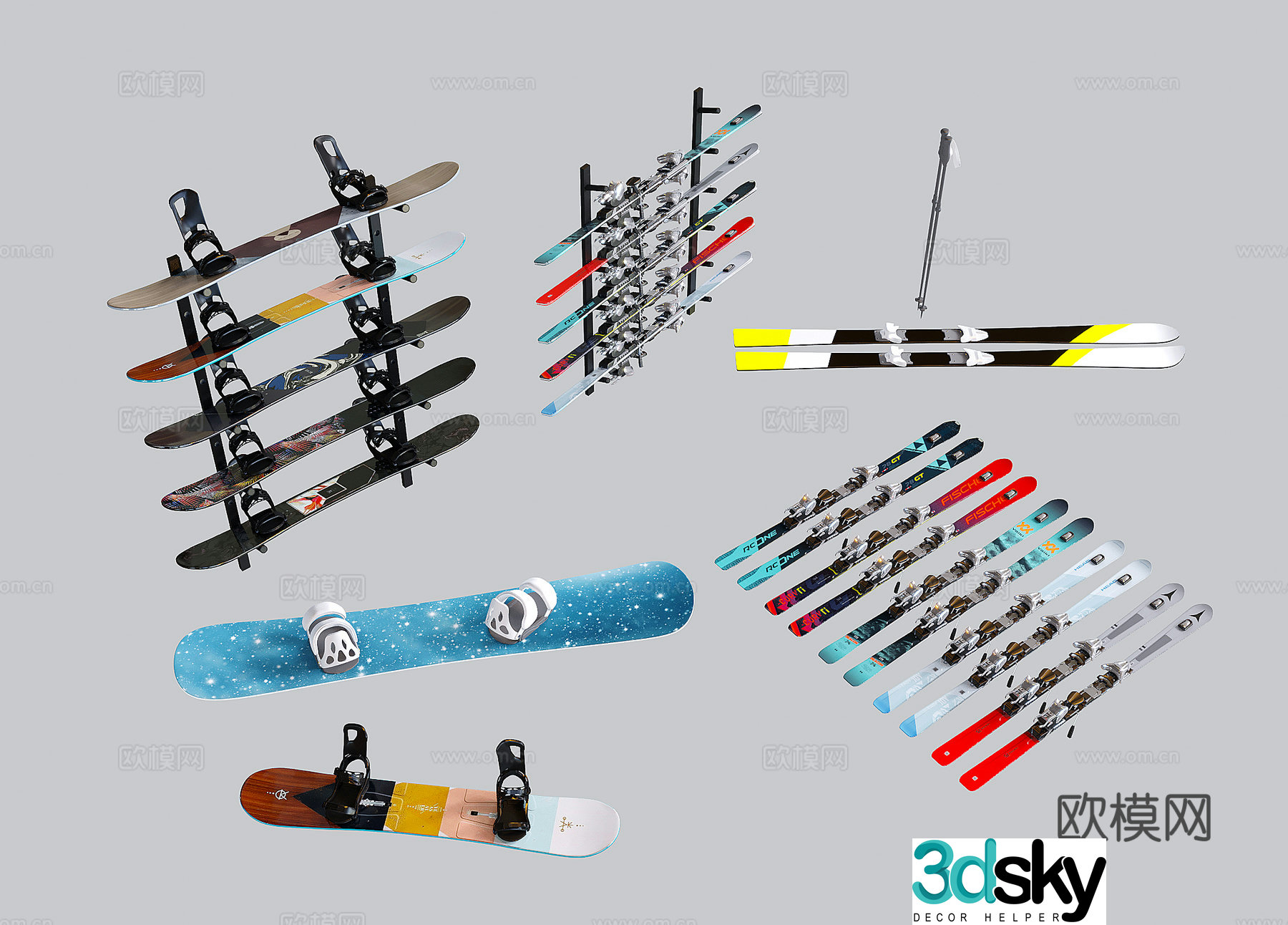 Modern snowboard skateboard outdoor sports equipment 3d model