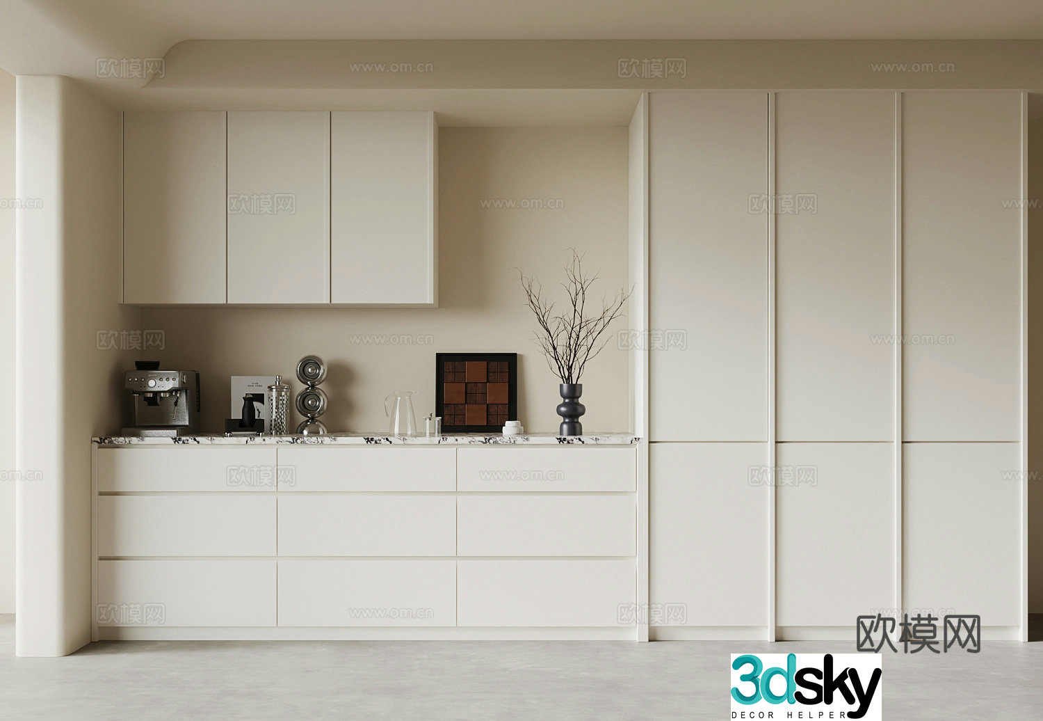 Cream style sideboard 3d model