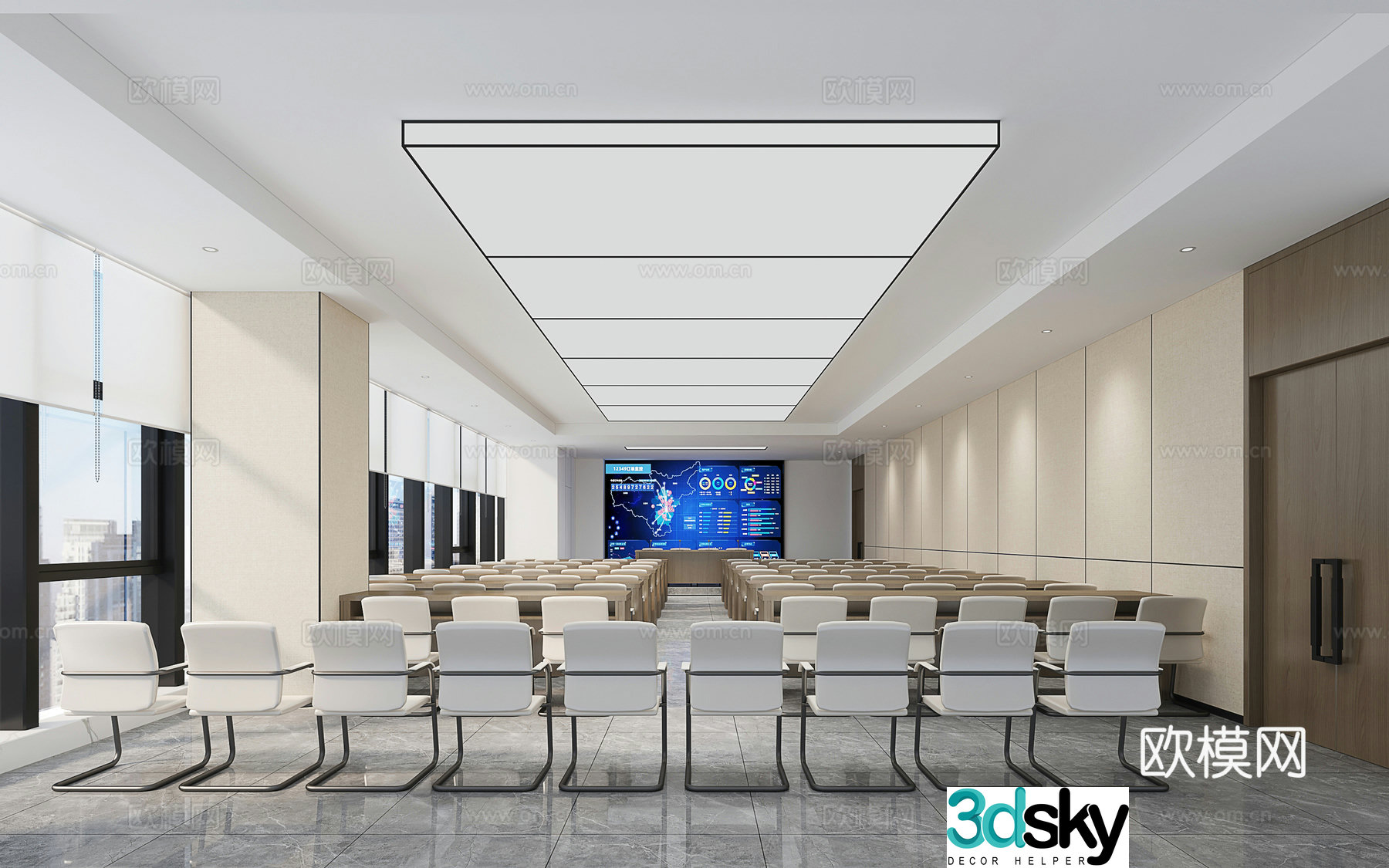 Modern multimedia conference room 3d model