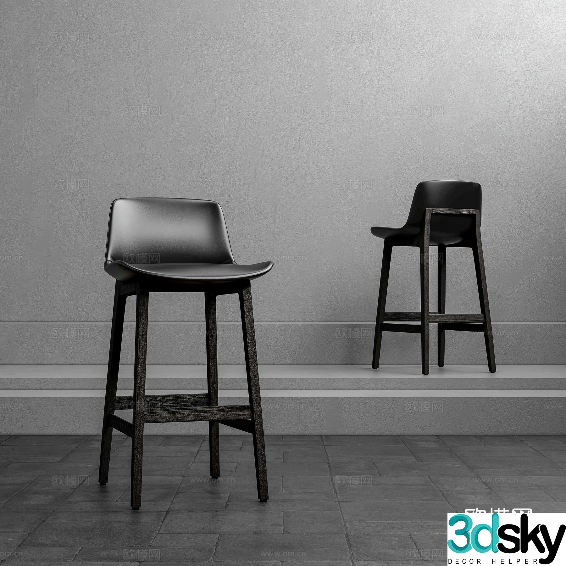 Modern bar stool bar stool high stool 3d model