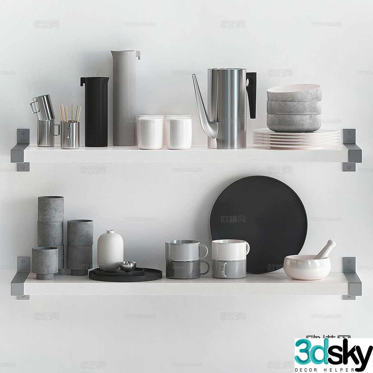 Kitchen supplies tea sets dishes tableware 3d model