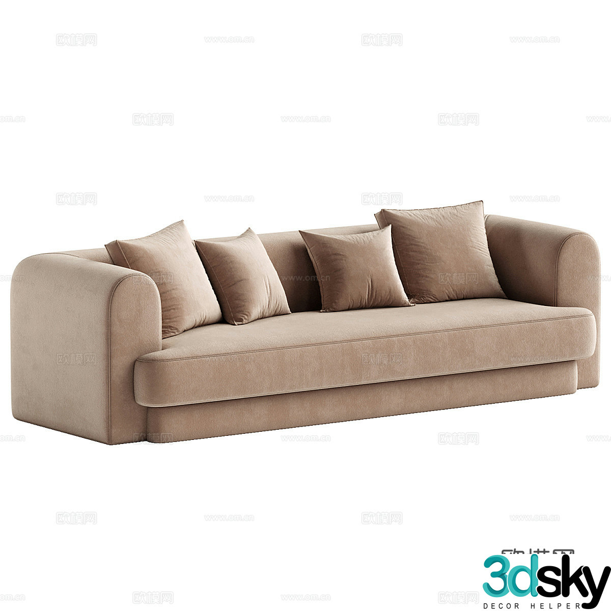 Three seater sofa upholstered sofa 3d model