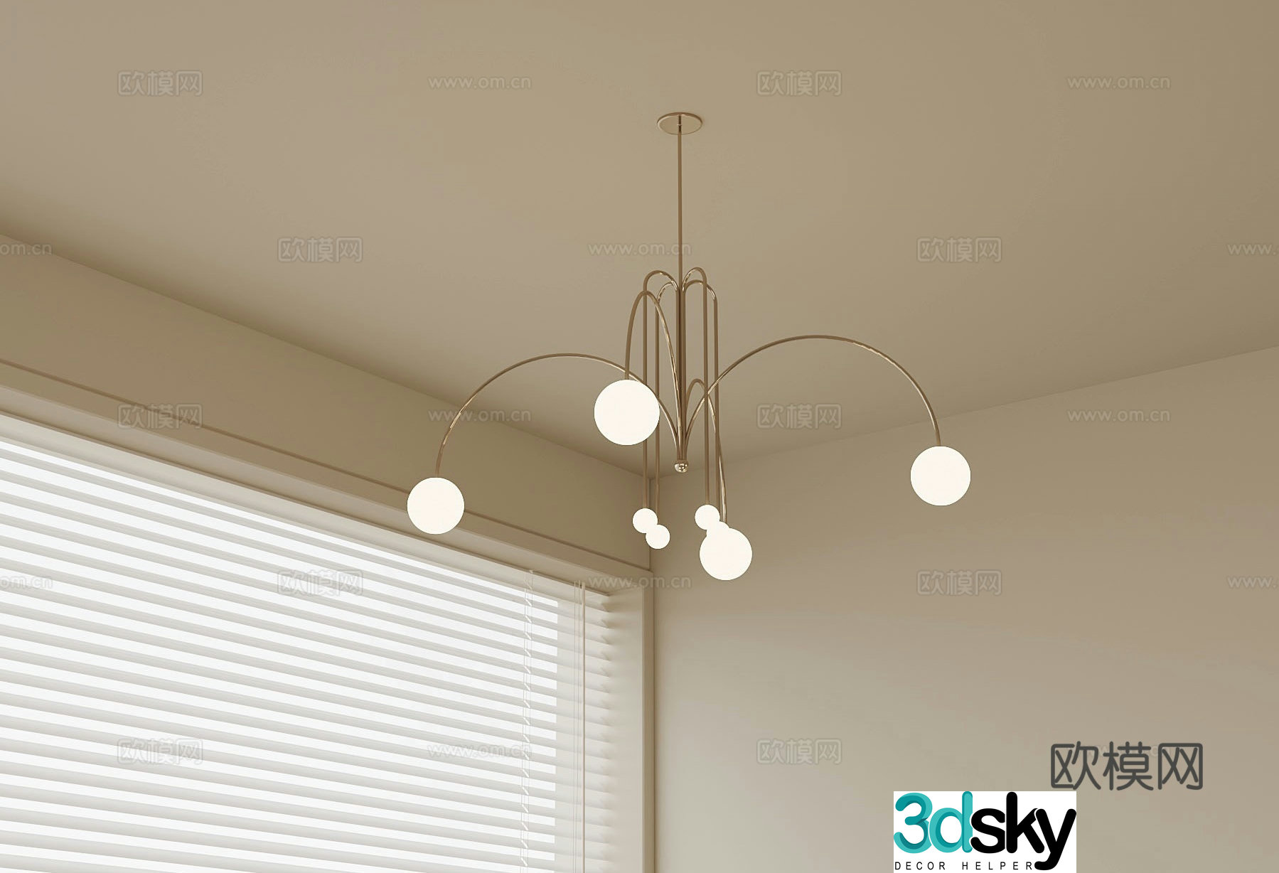 French multi-head chandelier 3d model