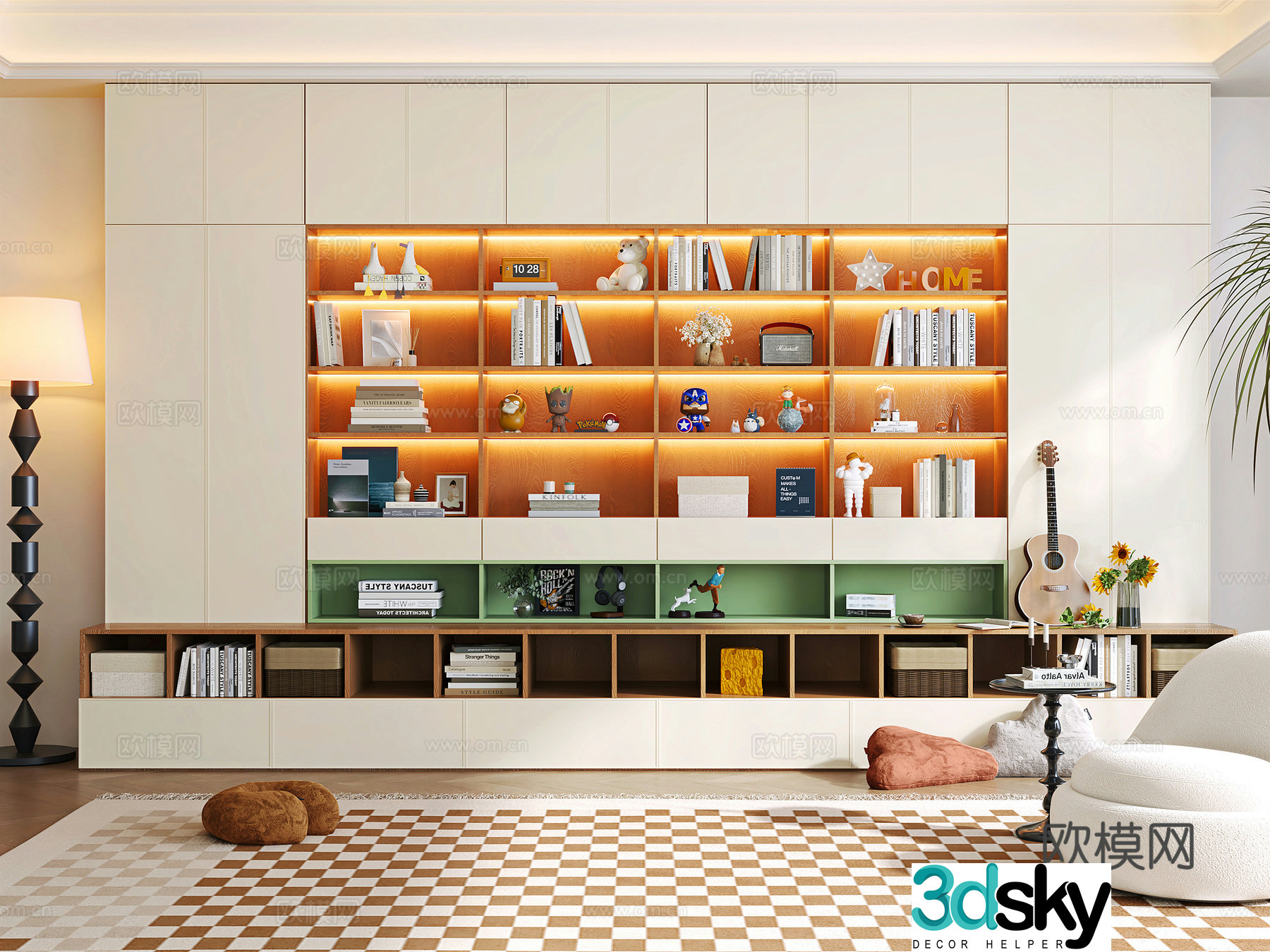 Modern bookcase display cabinet 3d model
