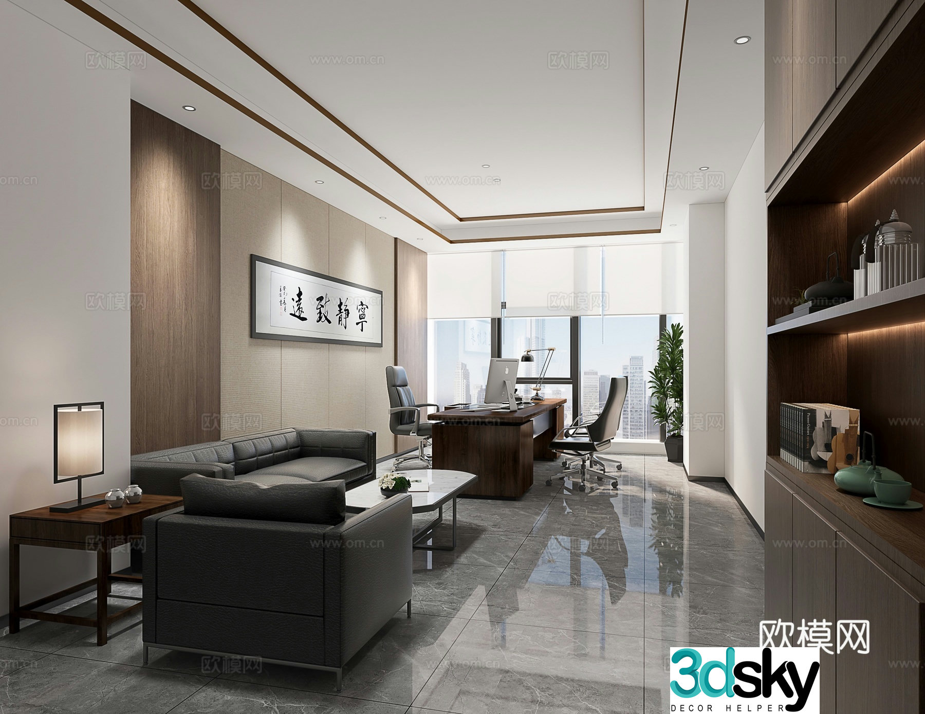 New Chinese style general manager office 3D model
