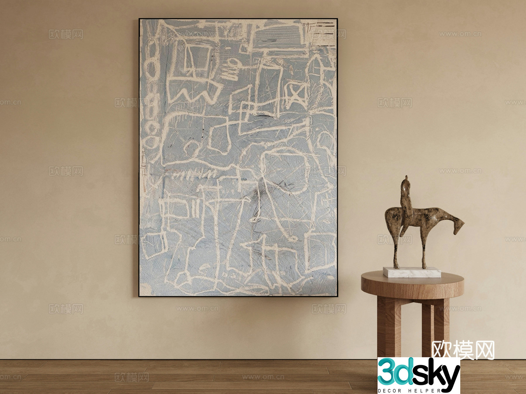 Modern decorative painting abstract painting hanging painting 3d model