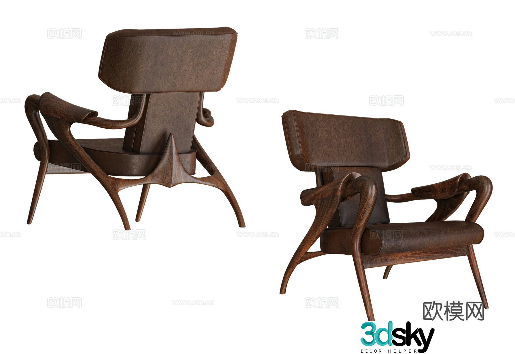 European style chair leisure chair 3d model