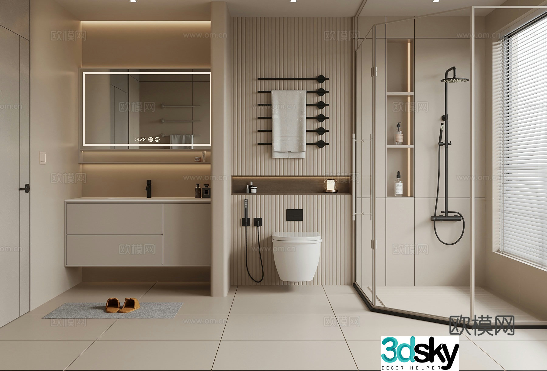 Cream style bathroom bathroom 3d model