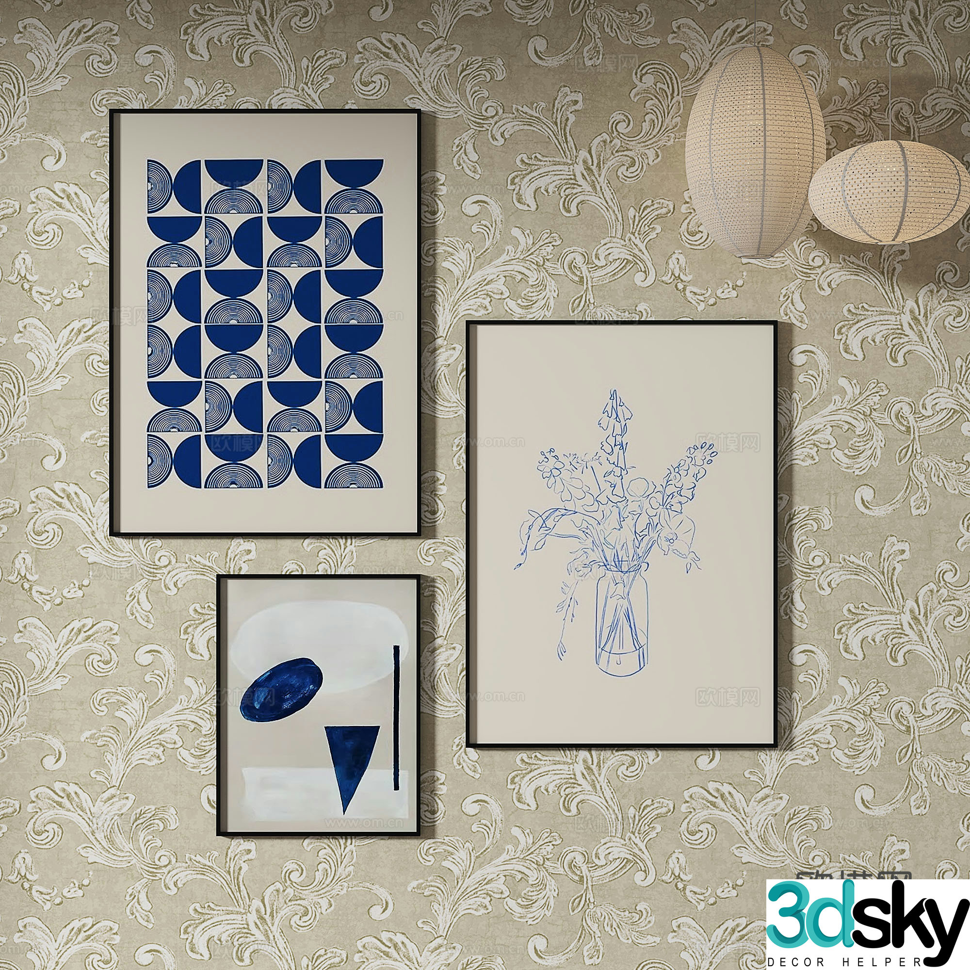 Simple European abstract painting art painting decorative painting 3D model