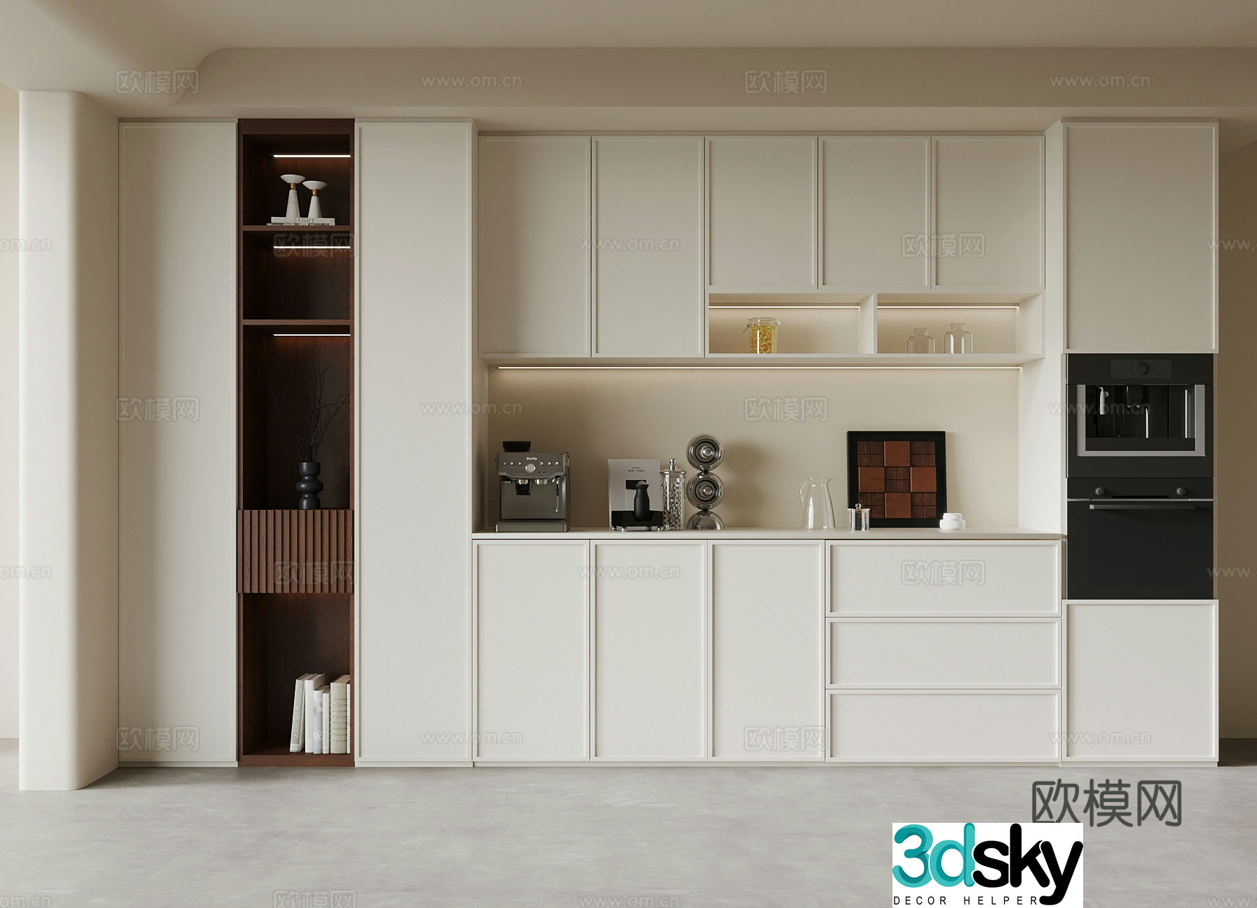 Cream style sideboard 3d model
