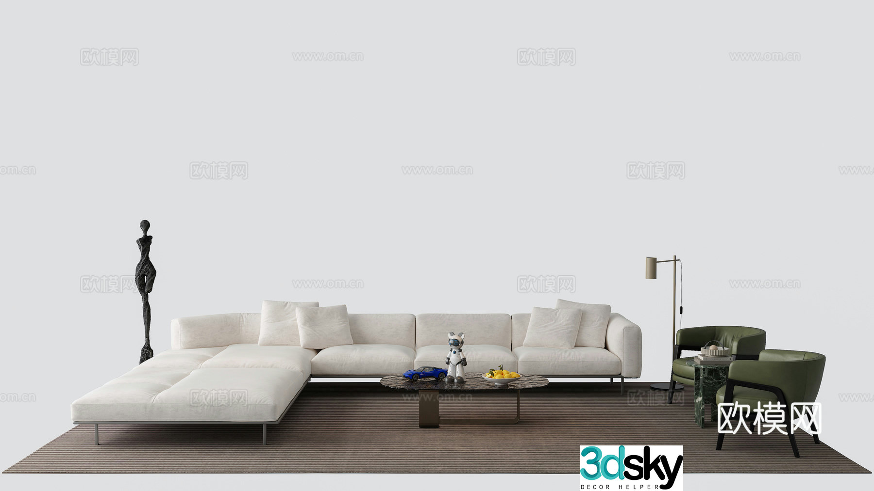 Modern corner sofa modular sofa 3d model