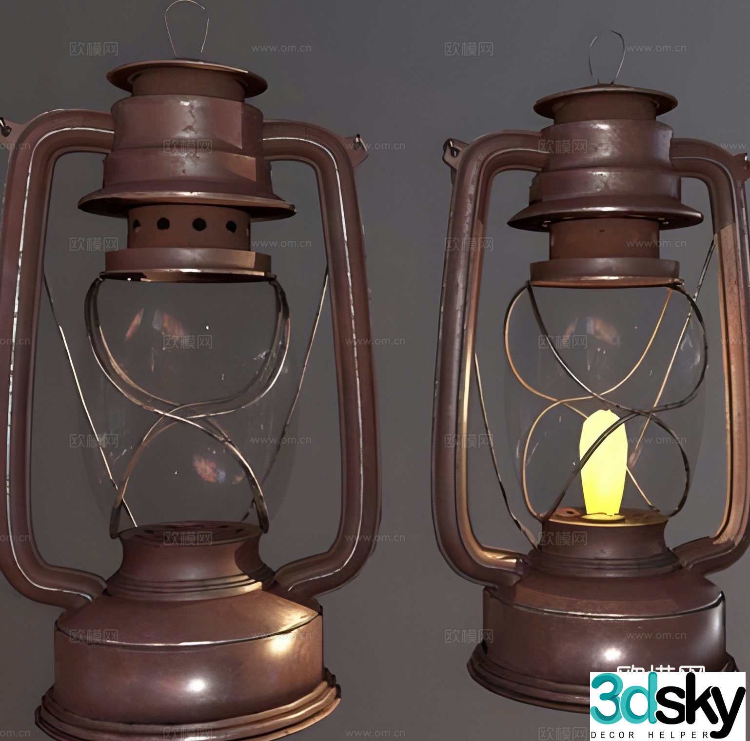 Industrial style portable lamp table lamp oil lamp 3d model