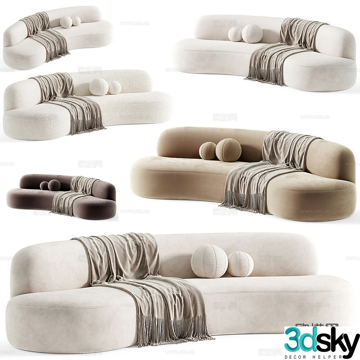 Special shaped sofa curved sofa 3d model
