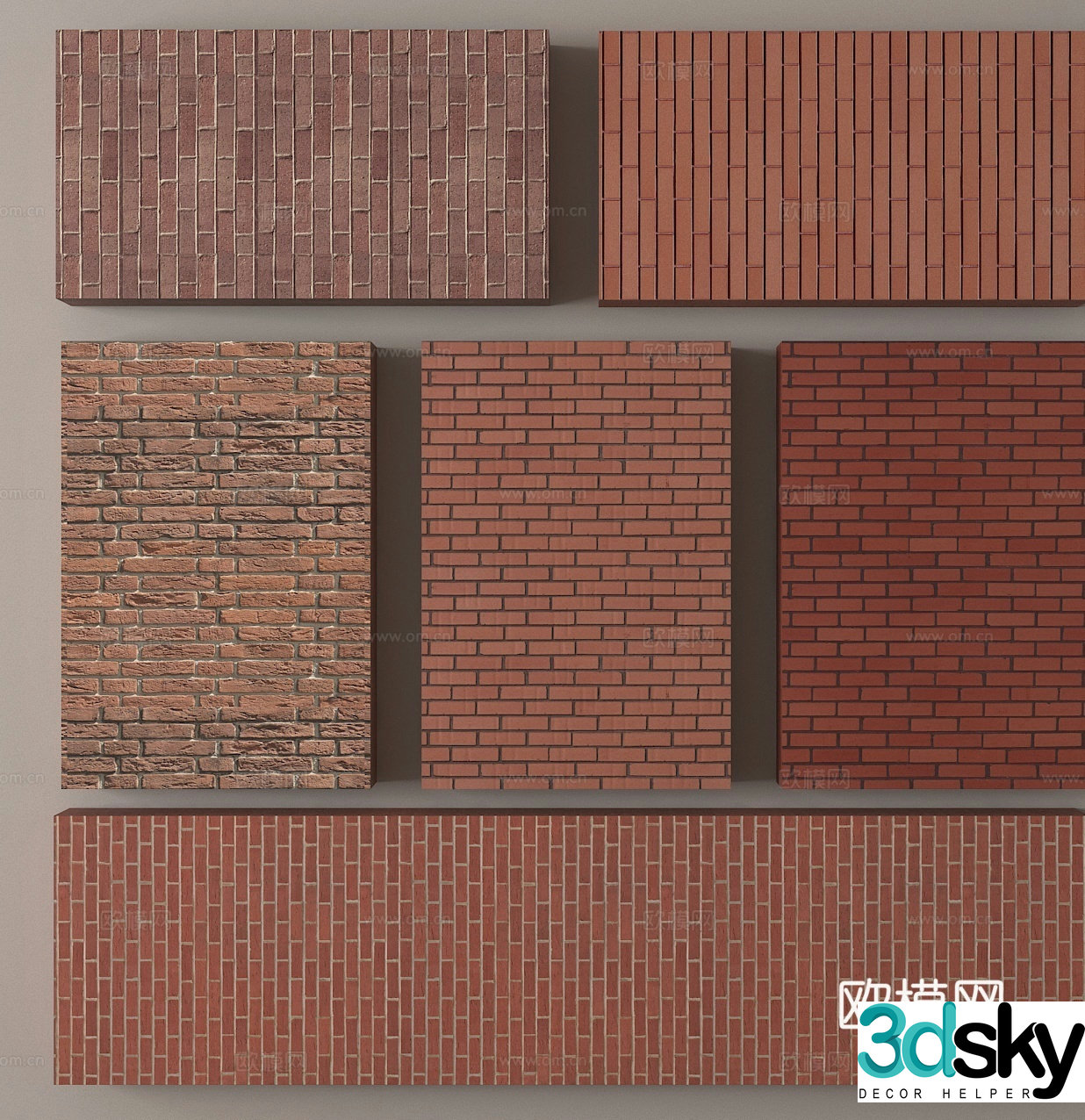 red brick wall brick wall wall tiles 3d model