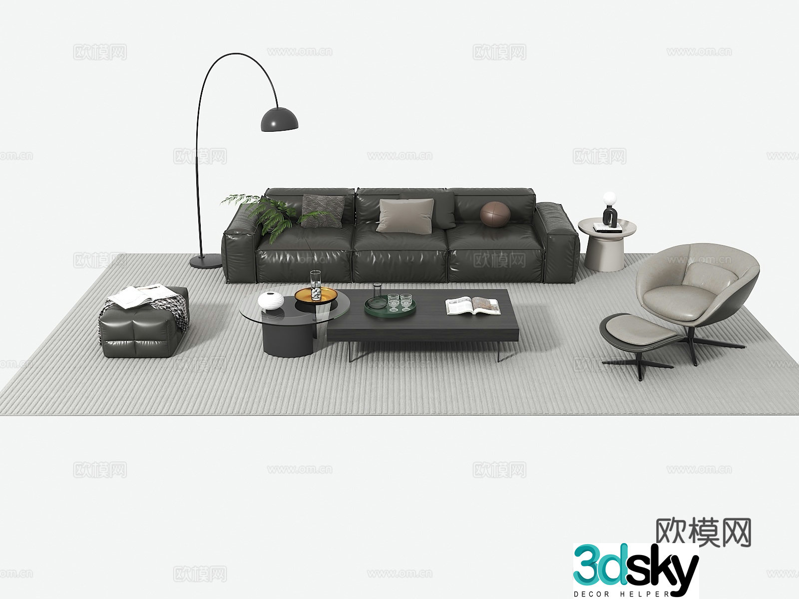 Italian sofa coffee table modular sofa 3d model