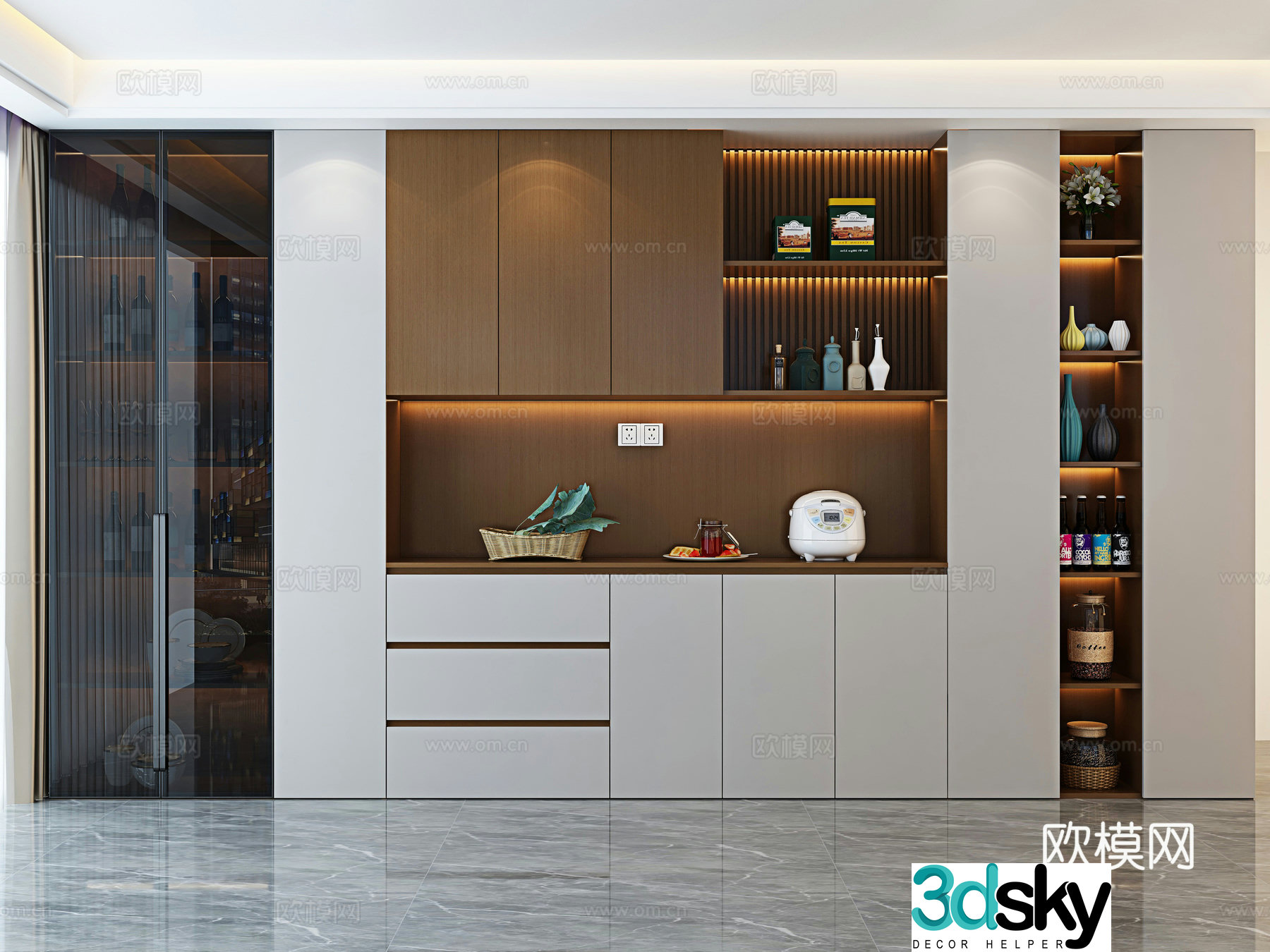 Italian sideboard wine cabinet 3d model