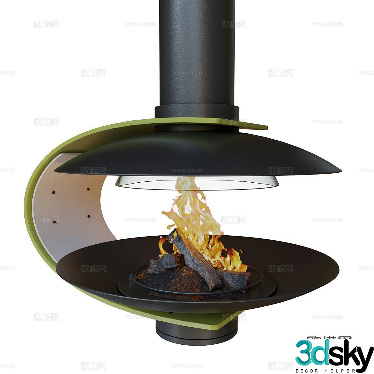 Modern electronic fireplace hanging fireplace 3d model