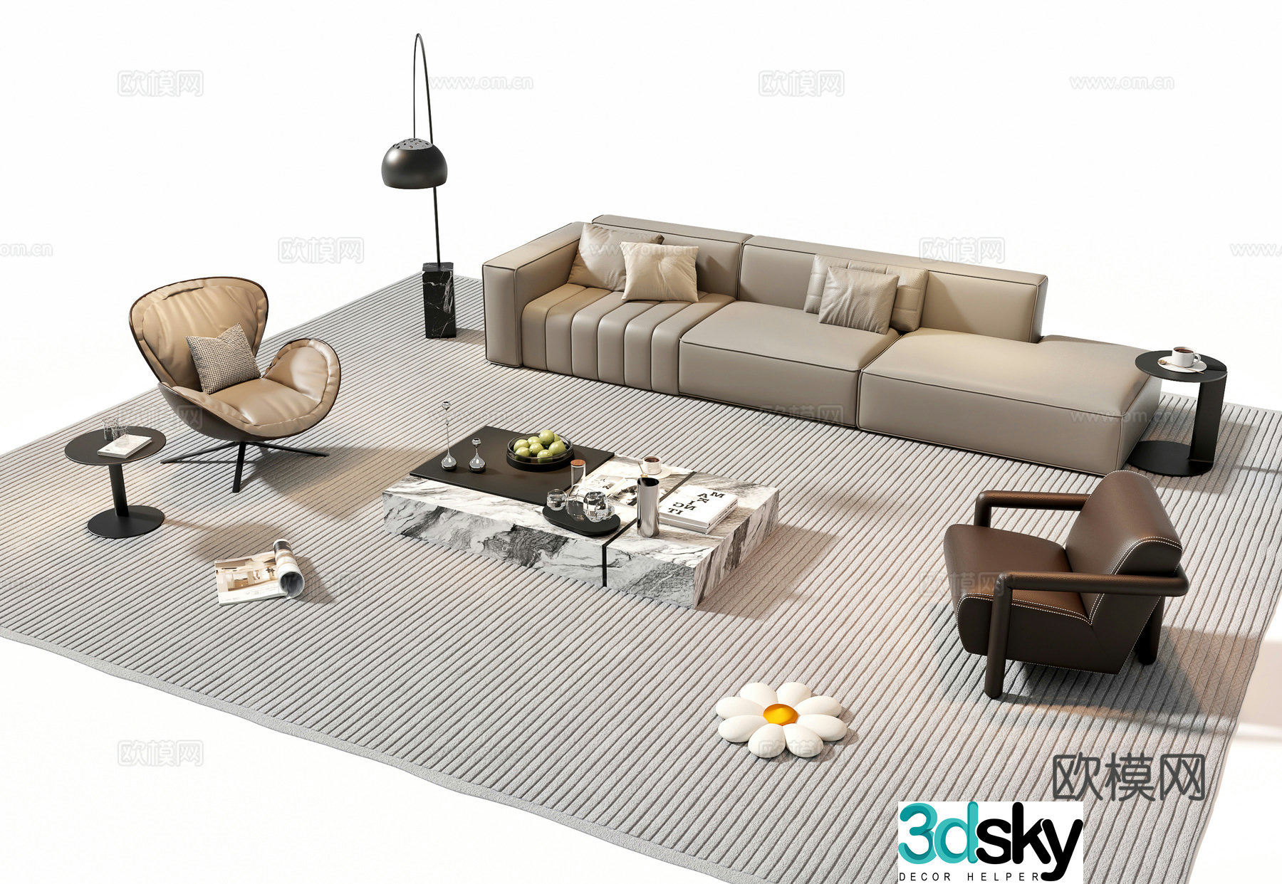 Italian sectional sofa 3d model