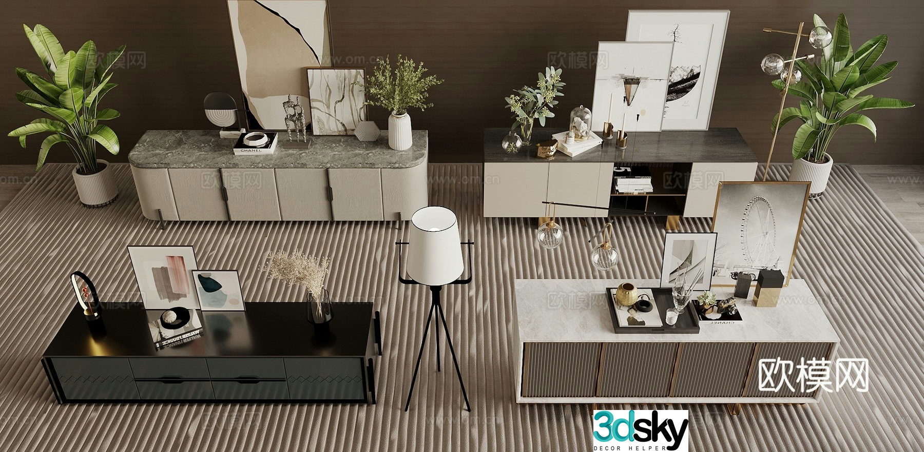 Modern entryway cabinet side cabinet 3d model
