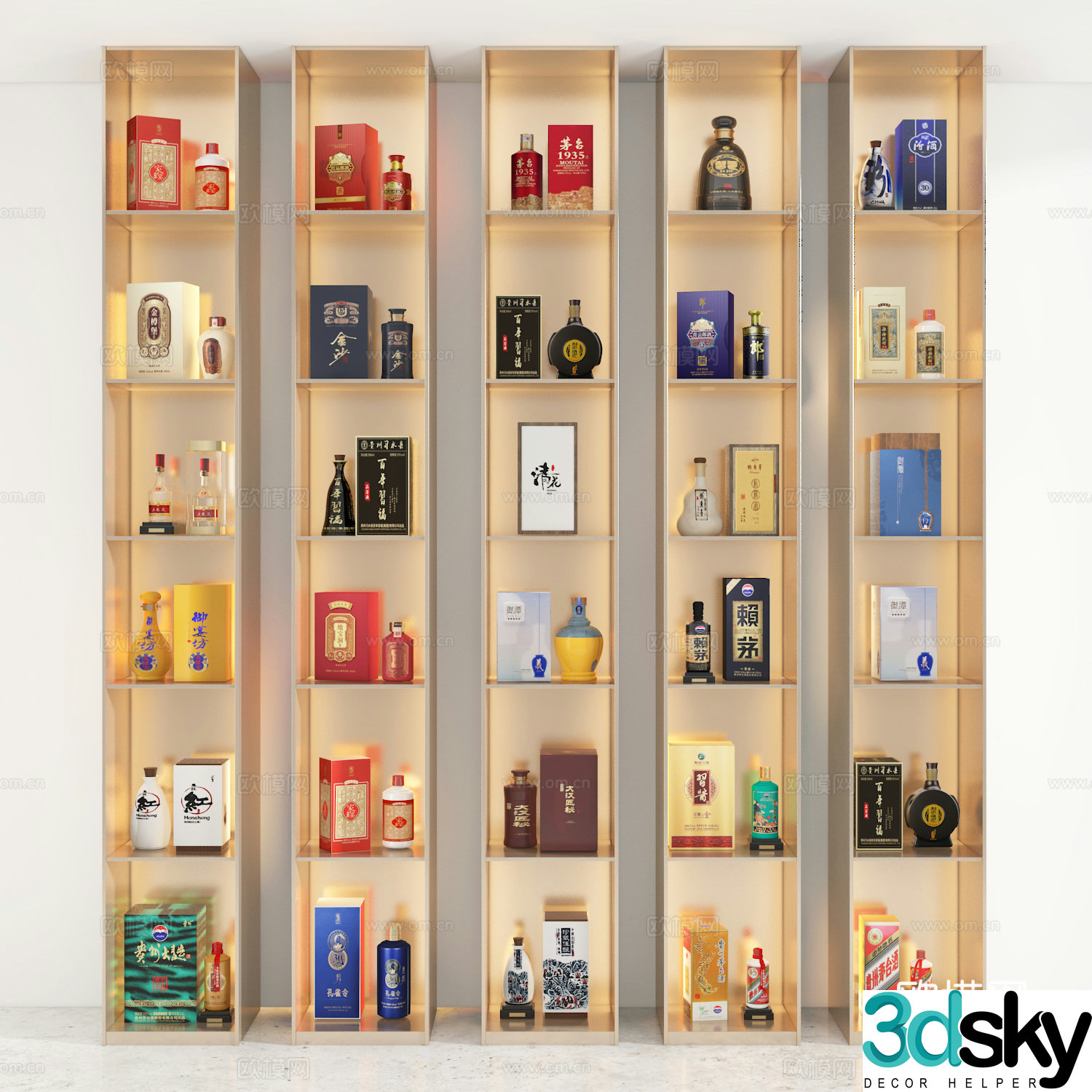 Liquor wine wine bottle wine box wine rack 3d model