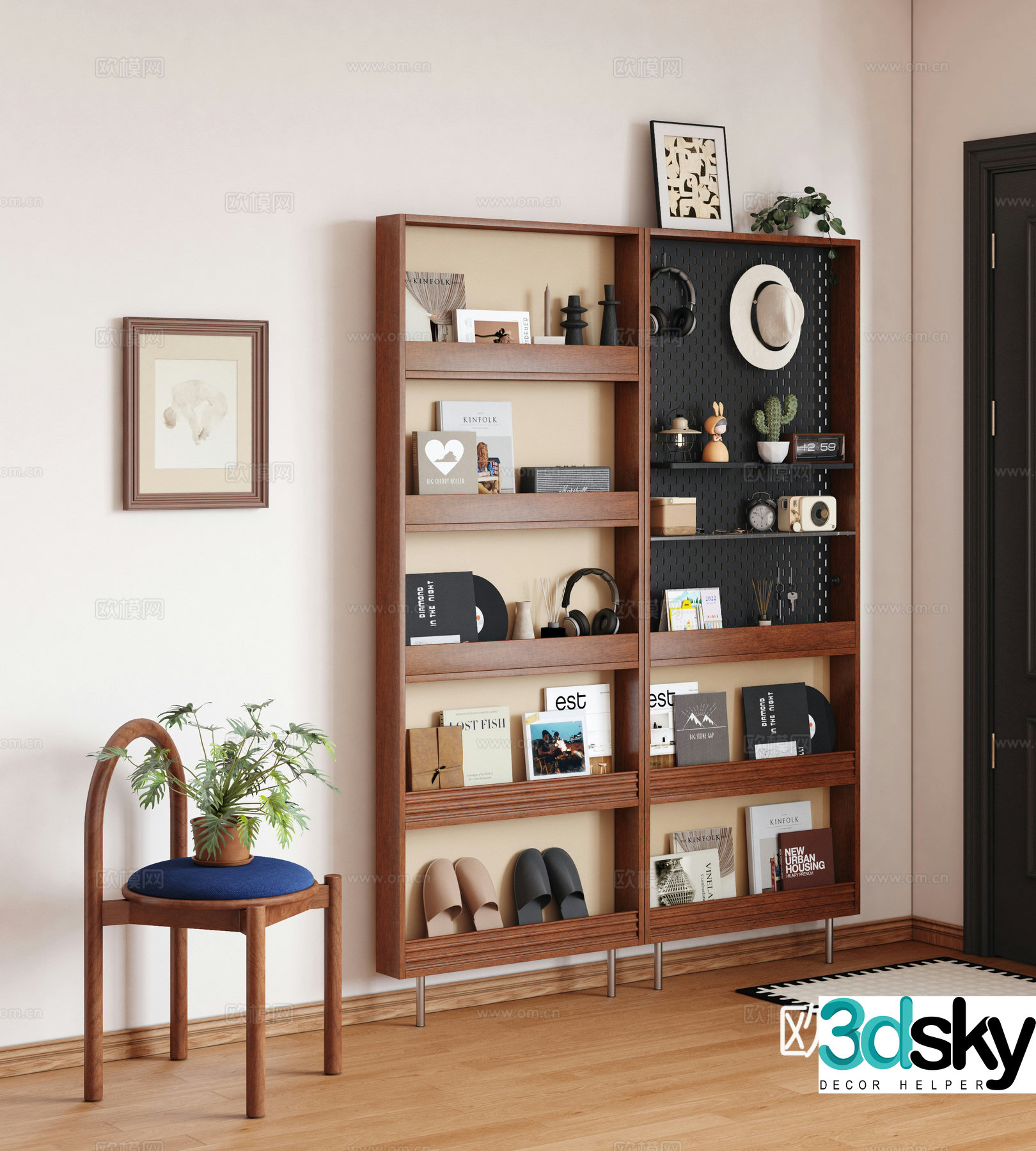 Medieval style storage rack storage cabinet magazine rack bookcase 3d model