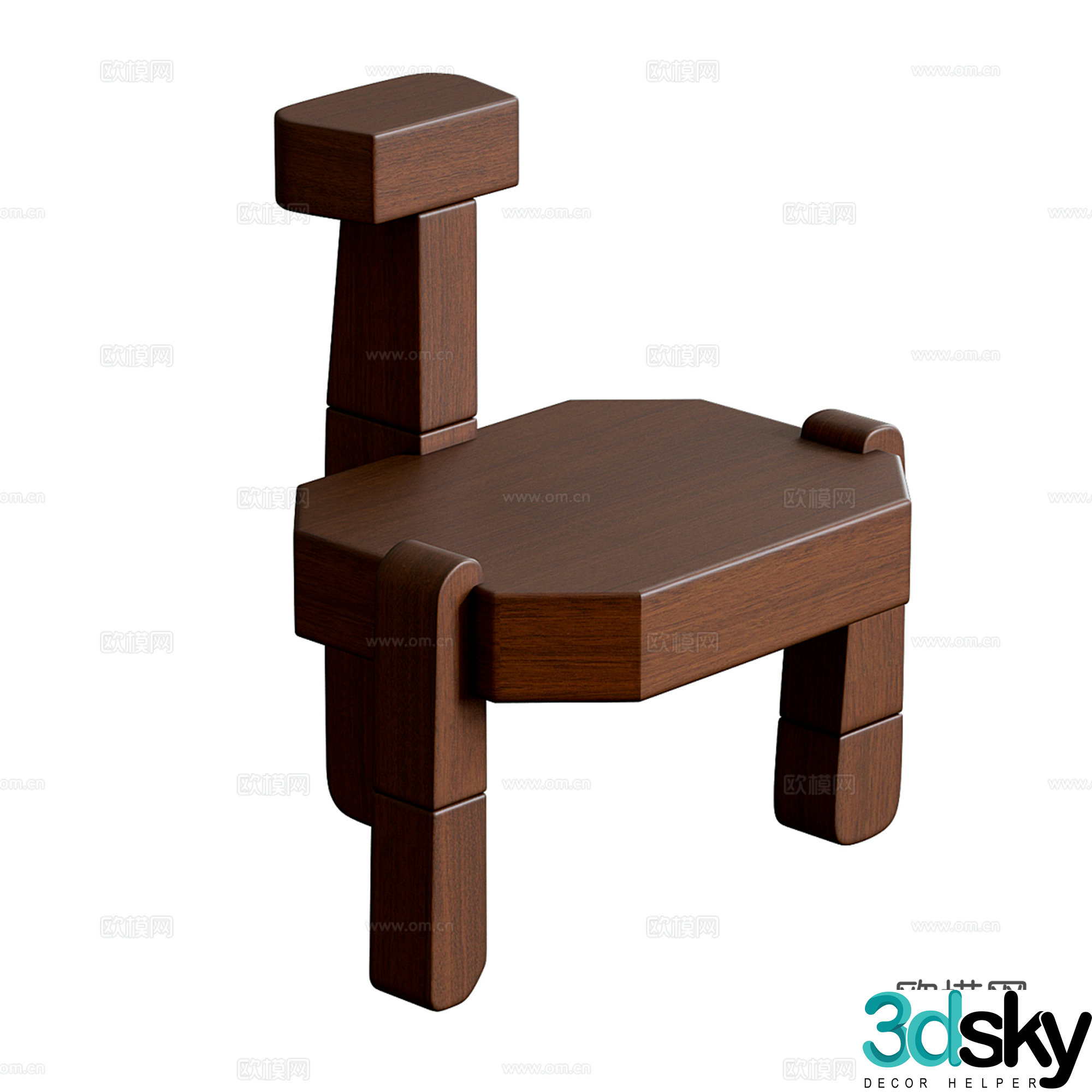 Medieval style single chair leisure chair 3d model