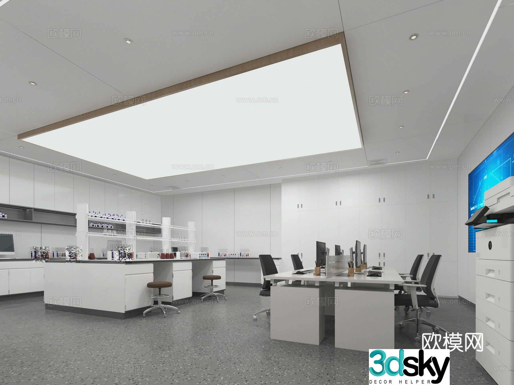 Modern laboratory physical and chemical room 3d model