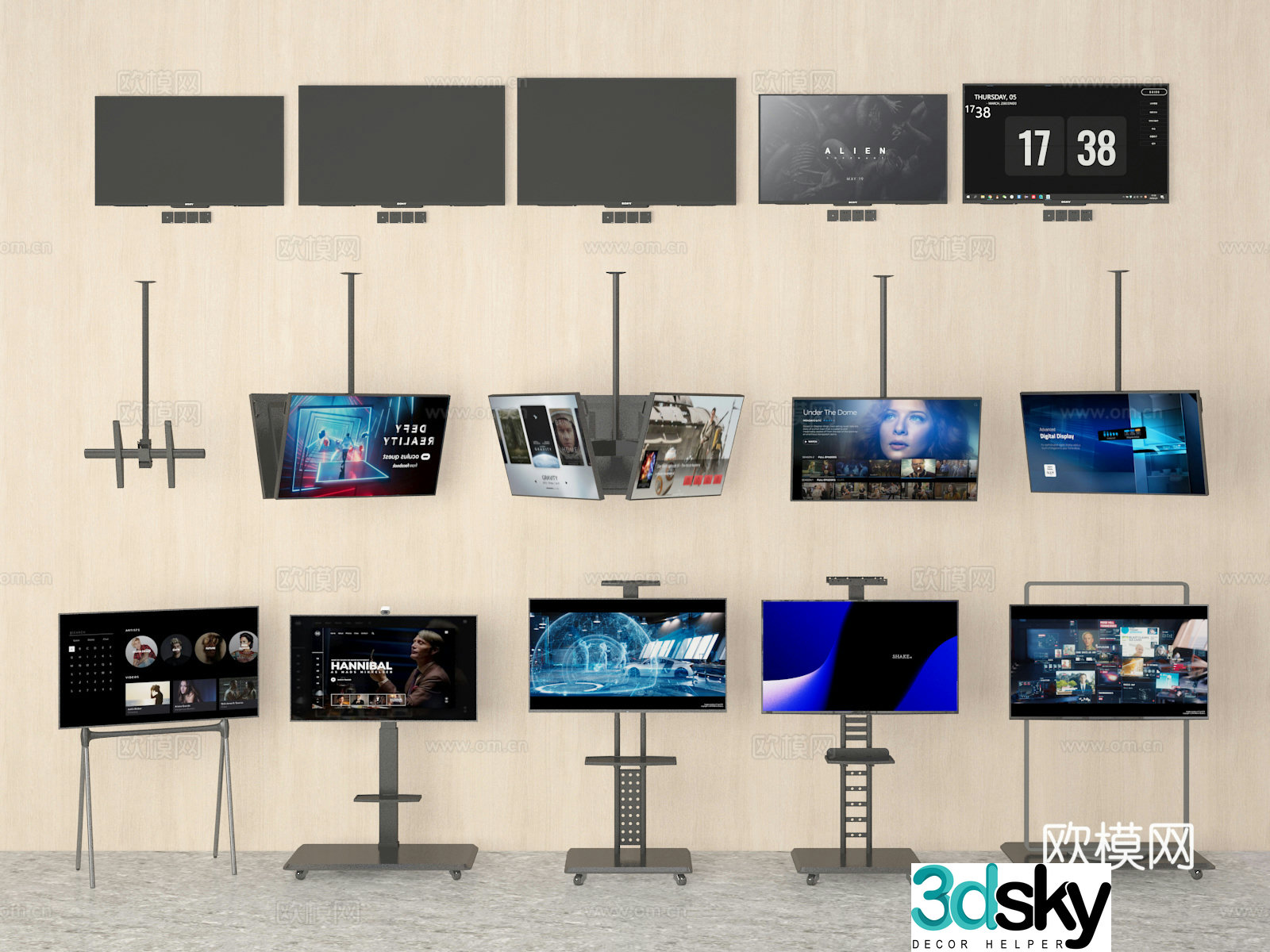 wall mounted tv stand tv lcd tv 3d model