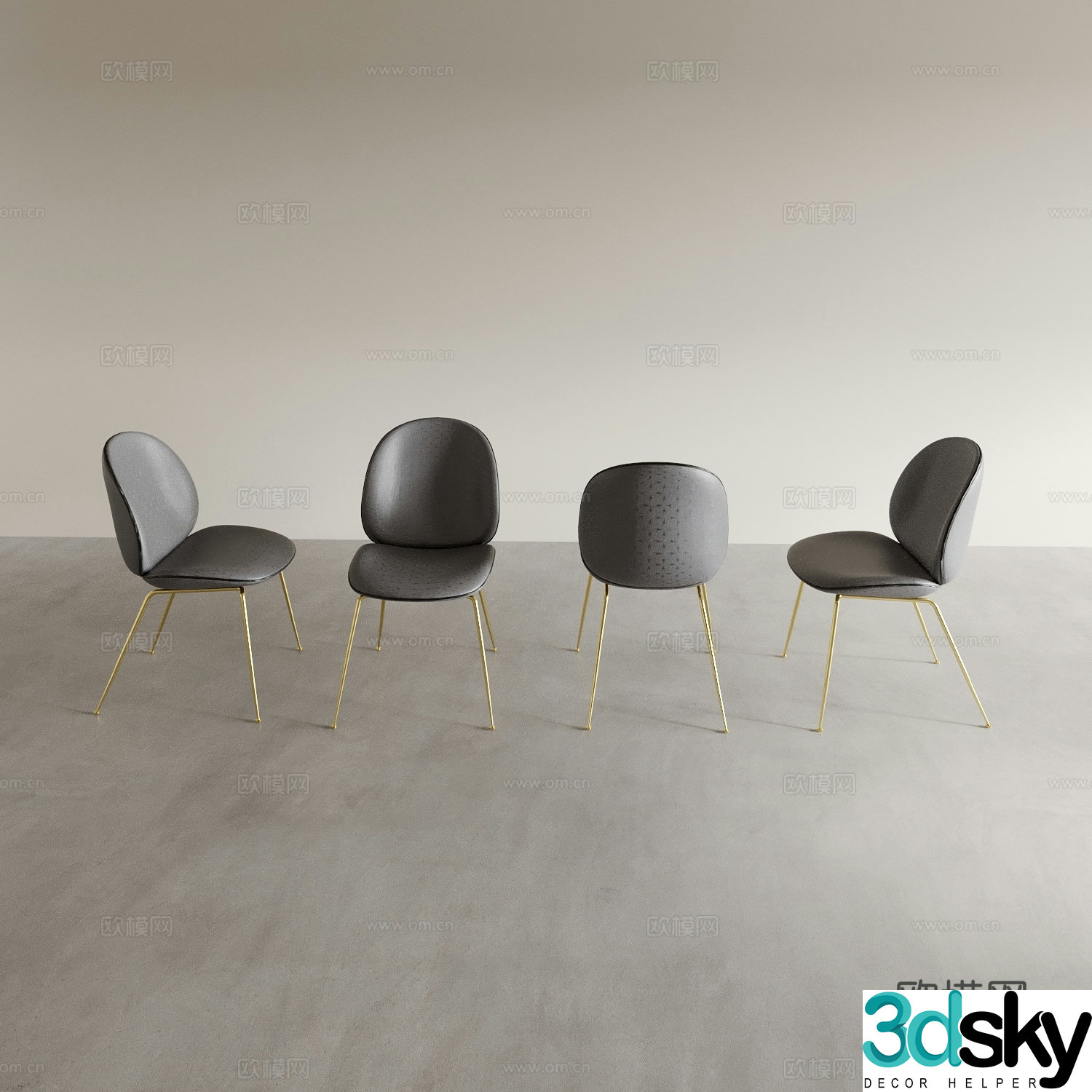 Modern single chair chair single chair dining chair 3d model