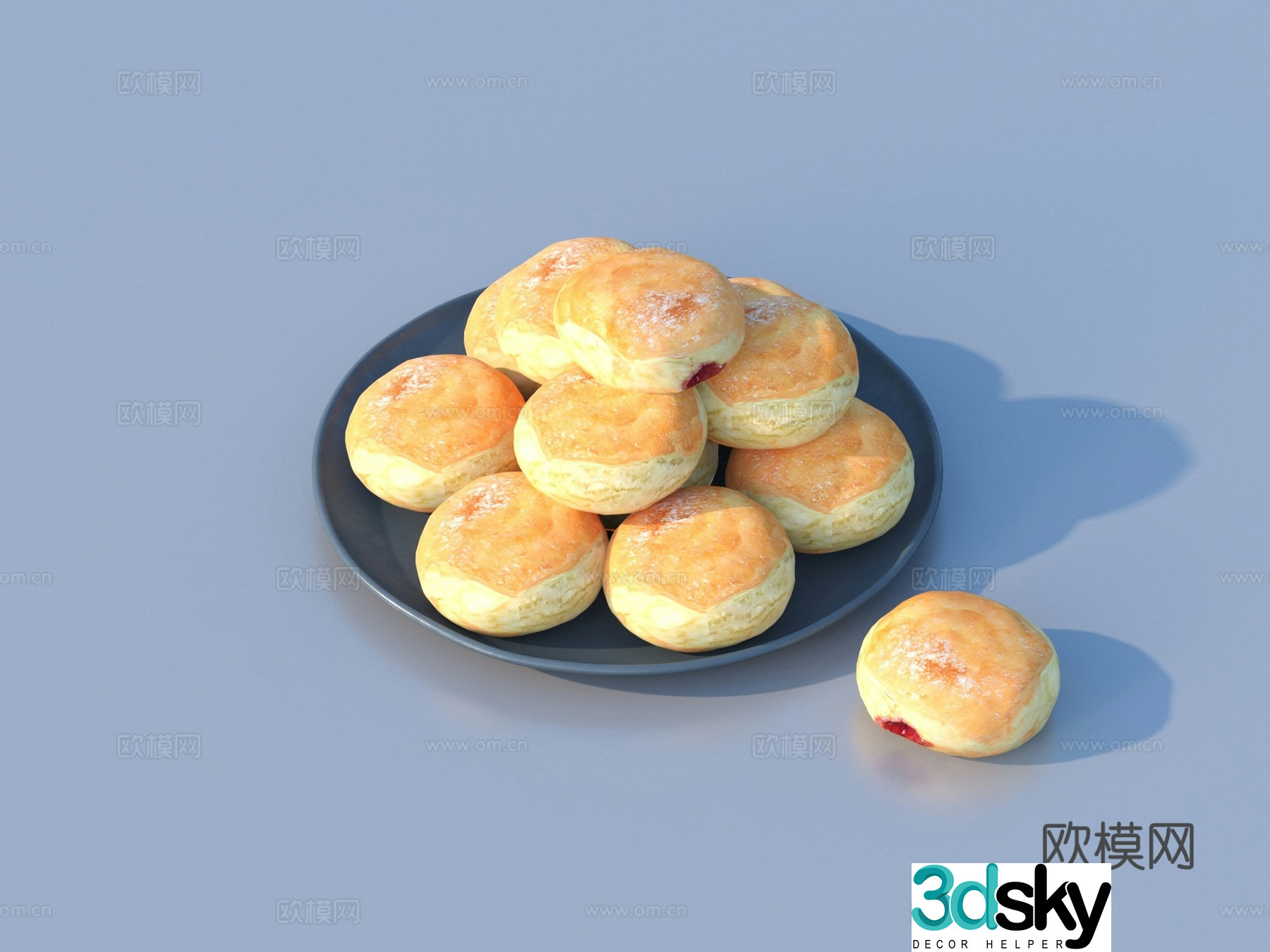 bread dessert cookie flatbread baked cake 3d model