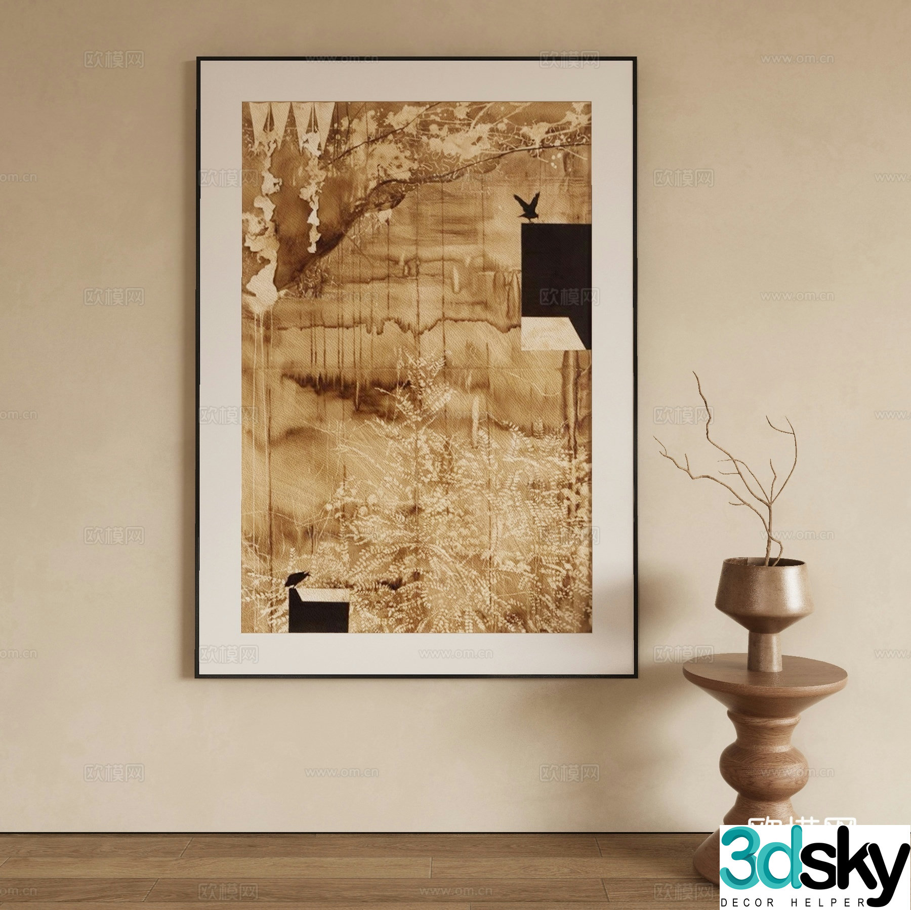 Wabi-sabi texture painting decorative painting 3d model
