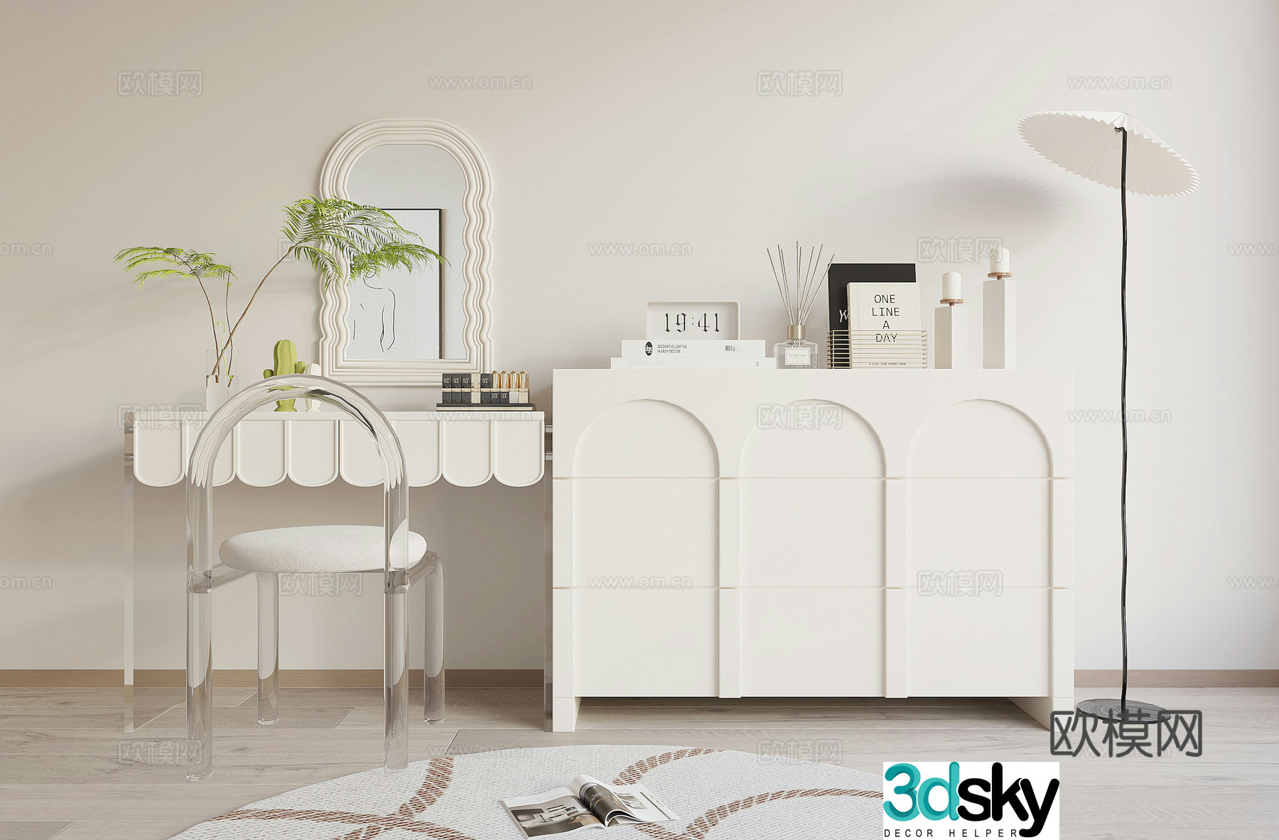 Cream style dresser 3d model
