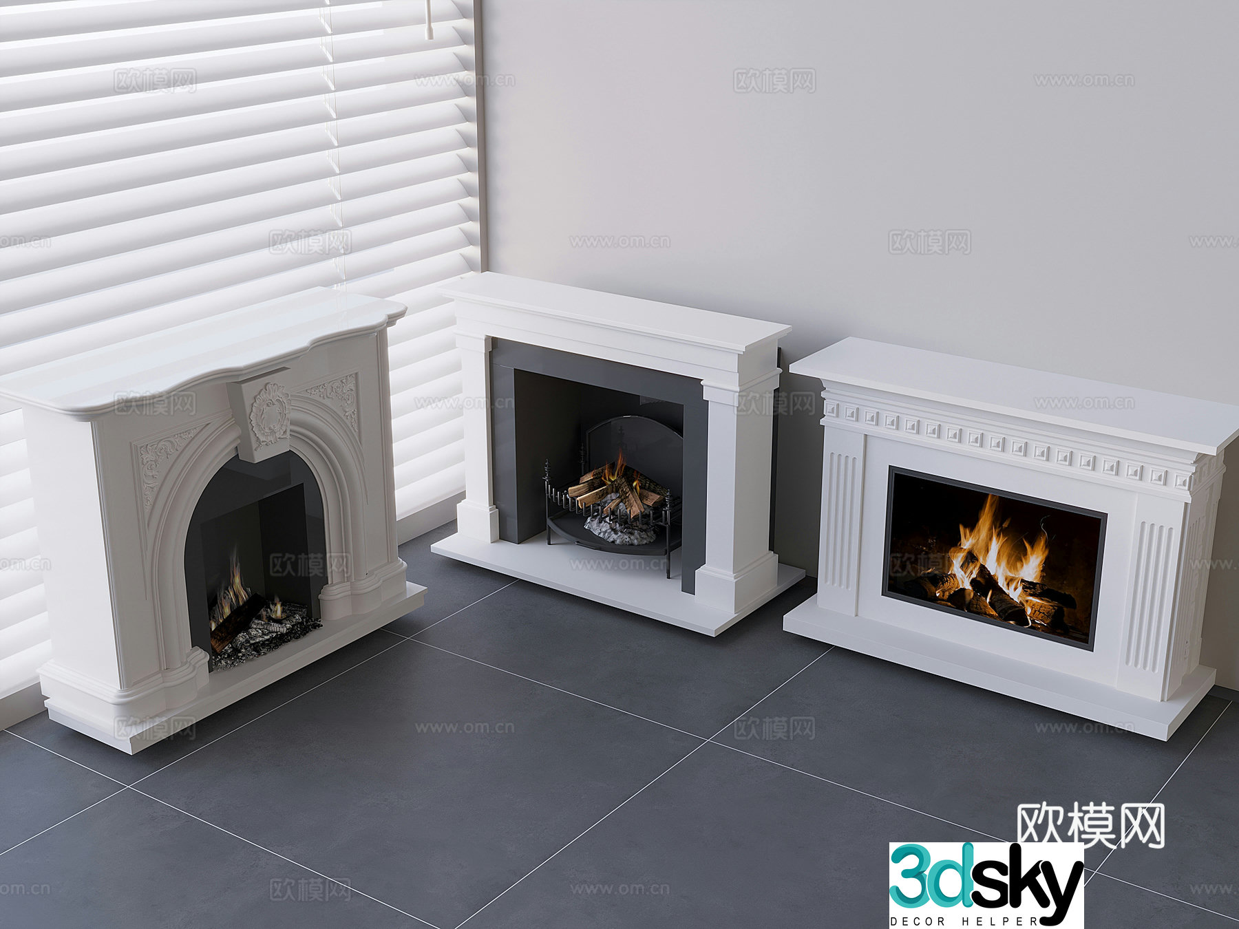 European carved fireplace 3D model
