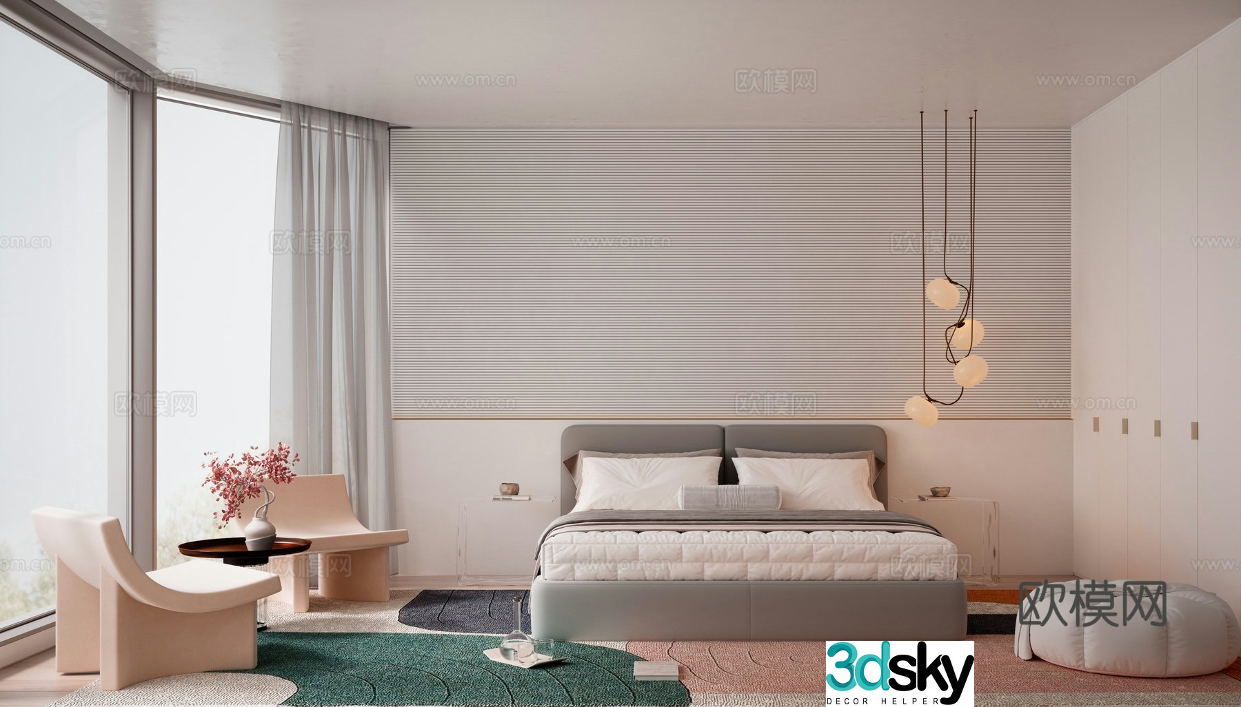 Modern bedroom master bedroom 3d model