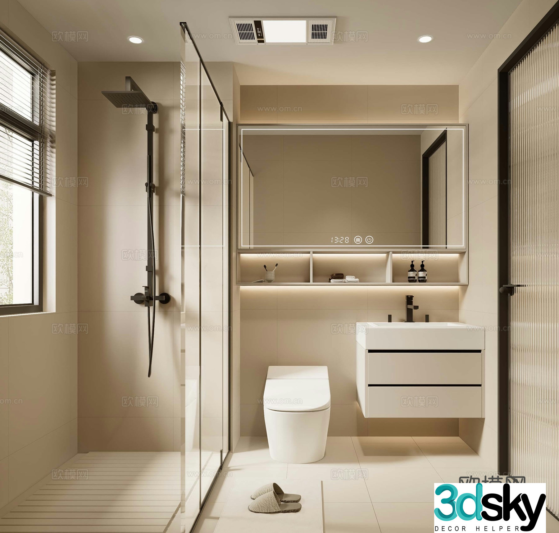 Cream style bathroom bathroom 3d model