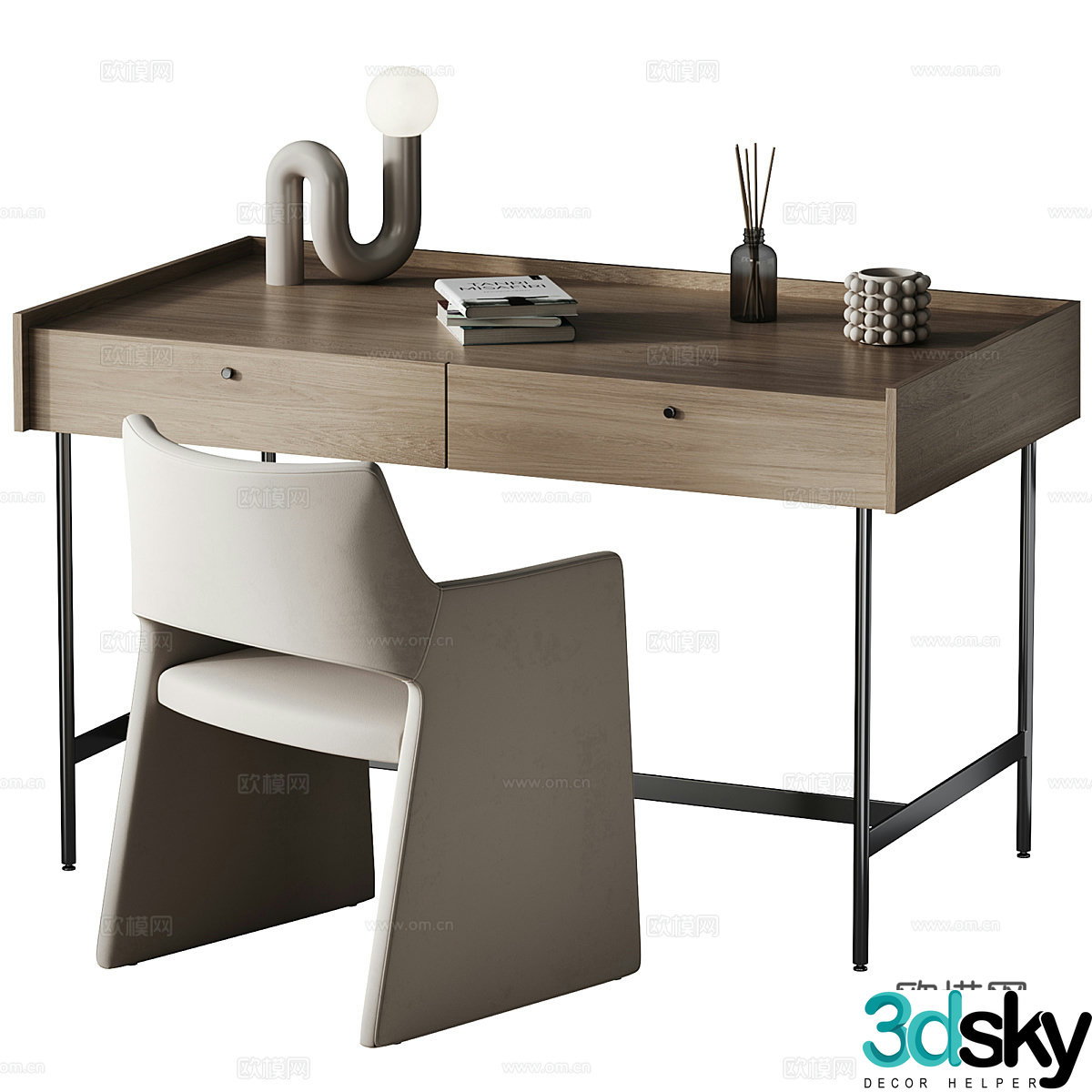 Modern desk writing desk computer desk 3d model