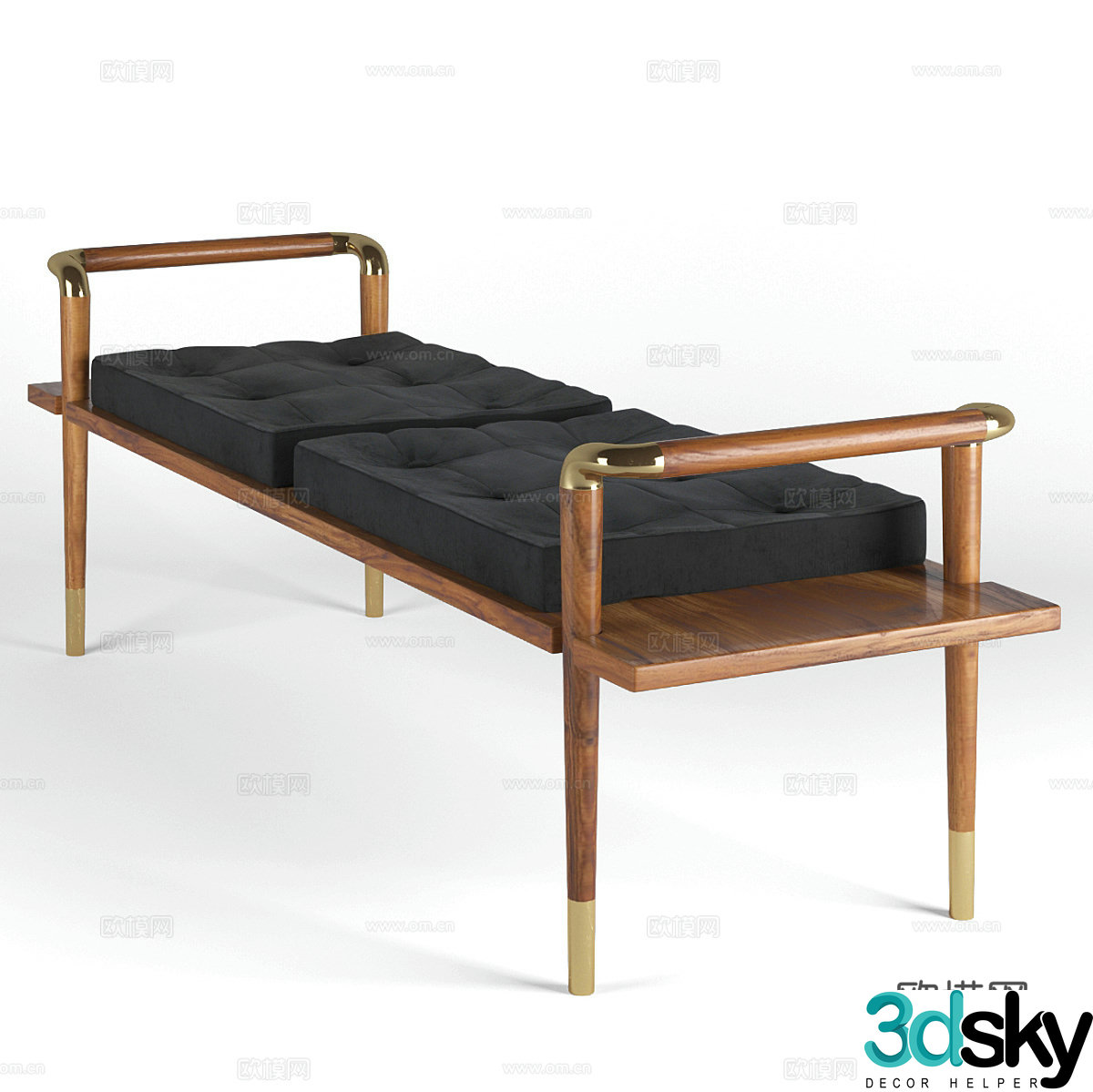 Medieval style bench bedside stool sofa stool 3D model